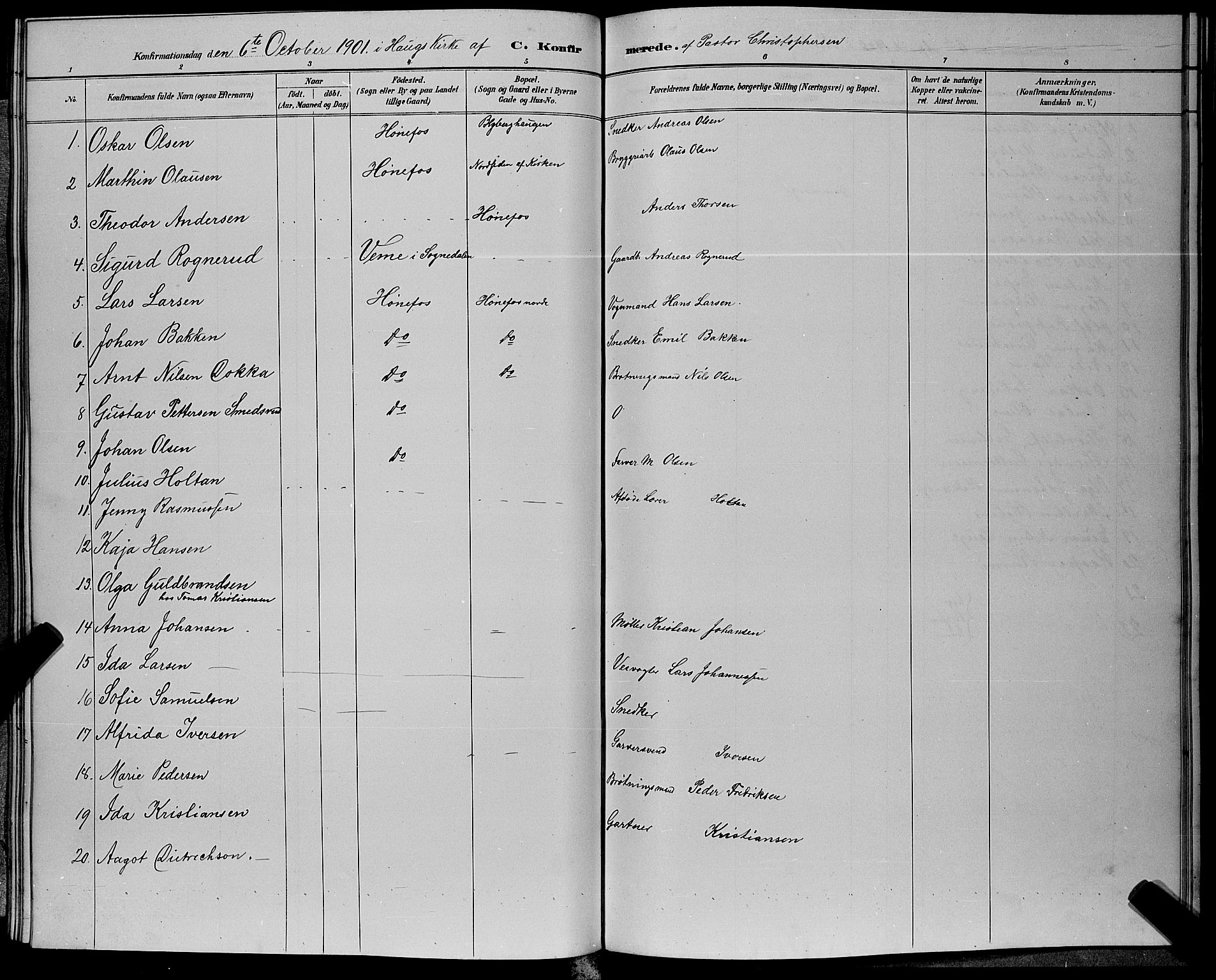 Hønefoss kirkebøker, AV/SAKO-A-609/G/Ga/L0002: Klokkerbok nr. 2, 1888-1904