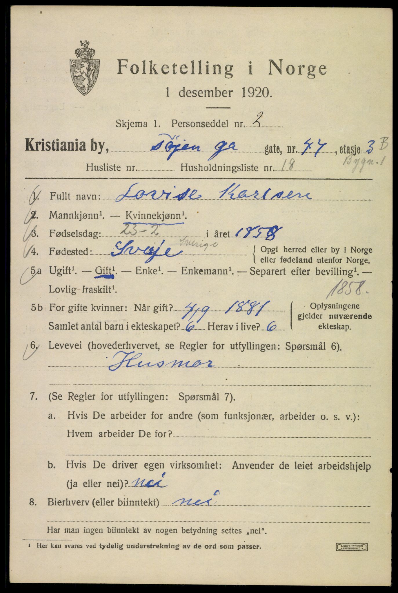 SAO, Folketelling 1920 for 0301 Kristiania kjøpstad, 1920, s. 609617