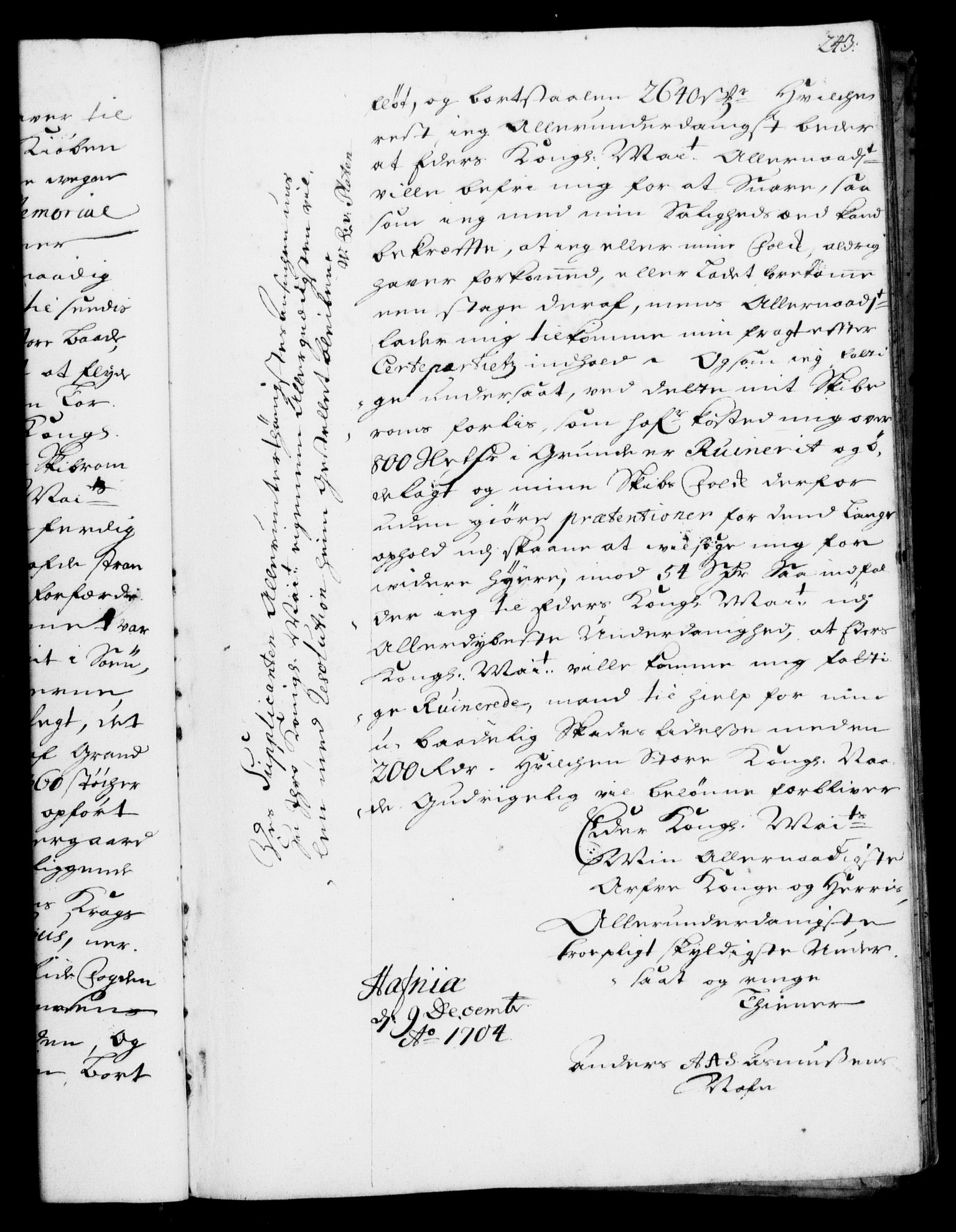 Rentekammeret, Kammerkanselliet, RA/EA-3111/G/Gf/Gfa/L0001: Resolusjonsprotokoll med register (merket RK 52.1), 1695-1706, s. 243