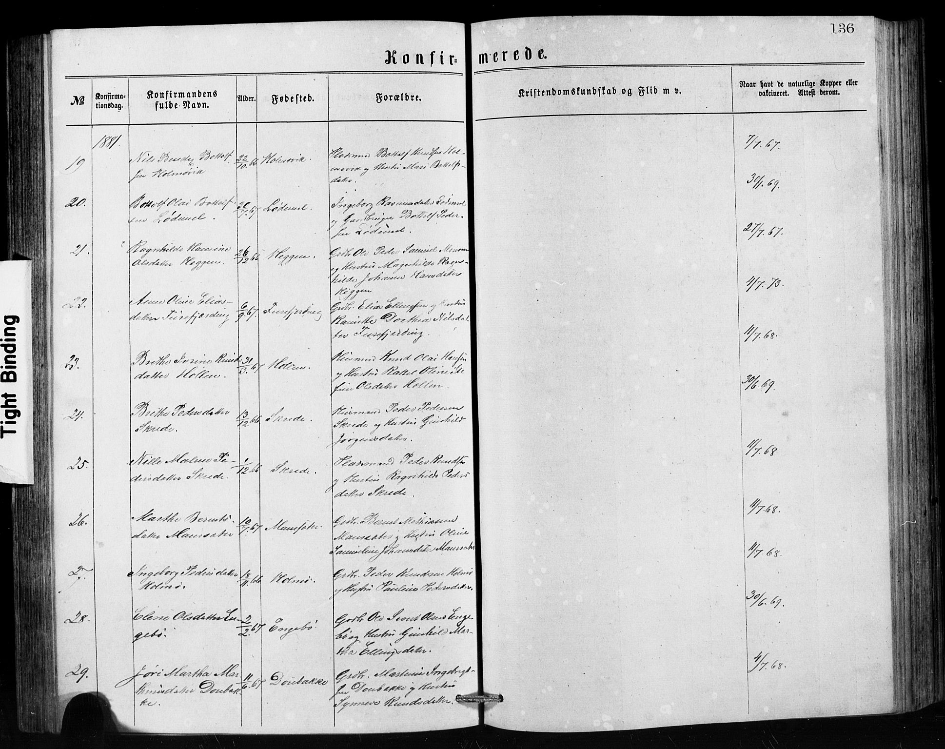 Hornindal sokneprestembete, AV/SAB-A-82401/H/Hab: Klokkerbok nr. A 1, 1876-1894, s. 136