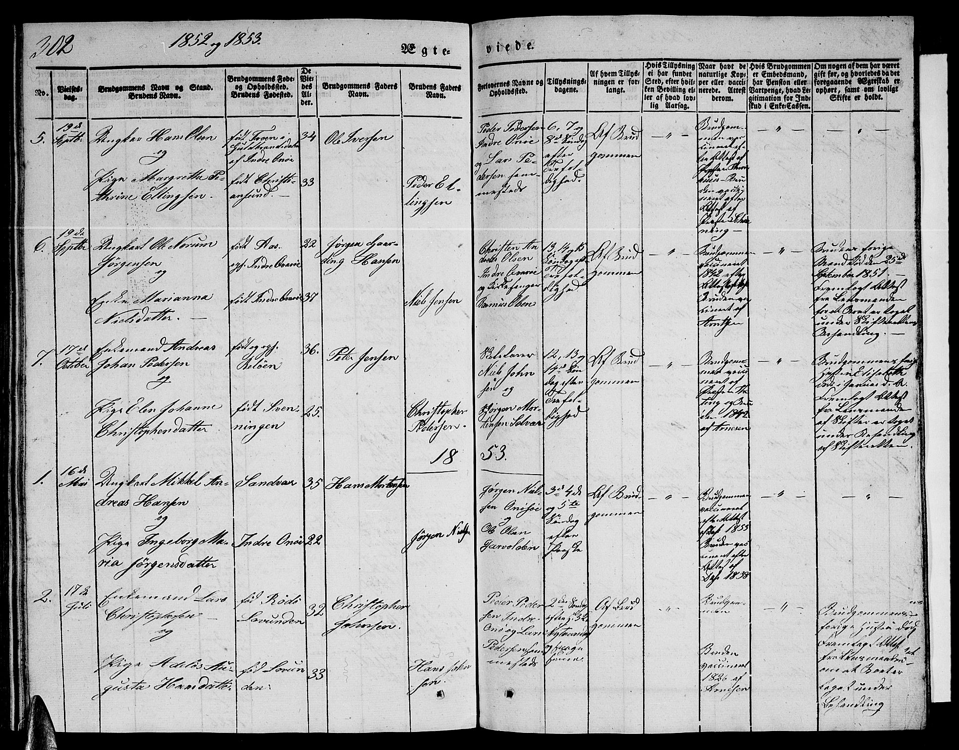 Ministerialprotokoller, klokkerbøker og fødselsregistre - Nordland, SAT/A-1459/839/L0572: Klokkerbok nr. 839C02, 1841-1873, s. 302