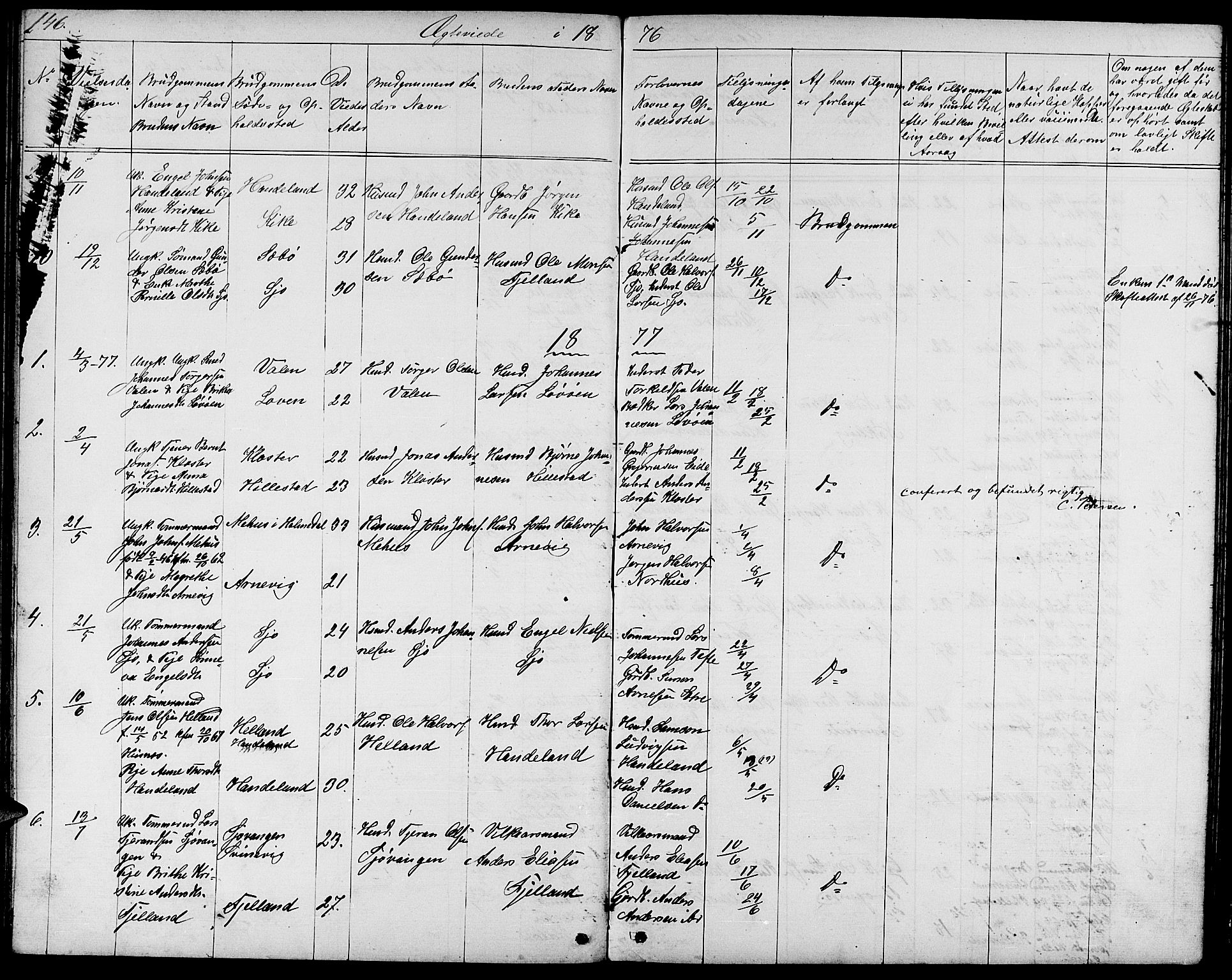 Fjelberg sokneprestembete, AV/SAB-A-75201/H/Hab: Klokkerbok nr. B 3, 1868-1888, s. 146