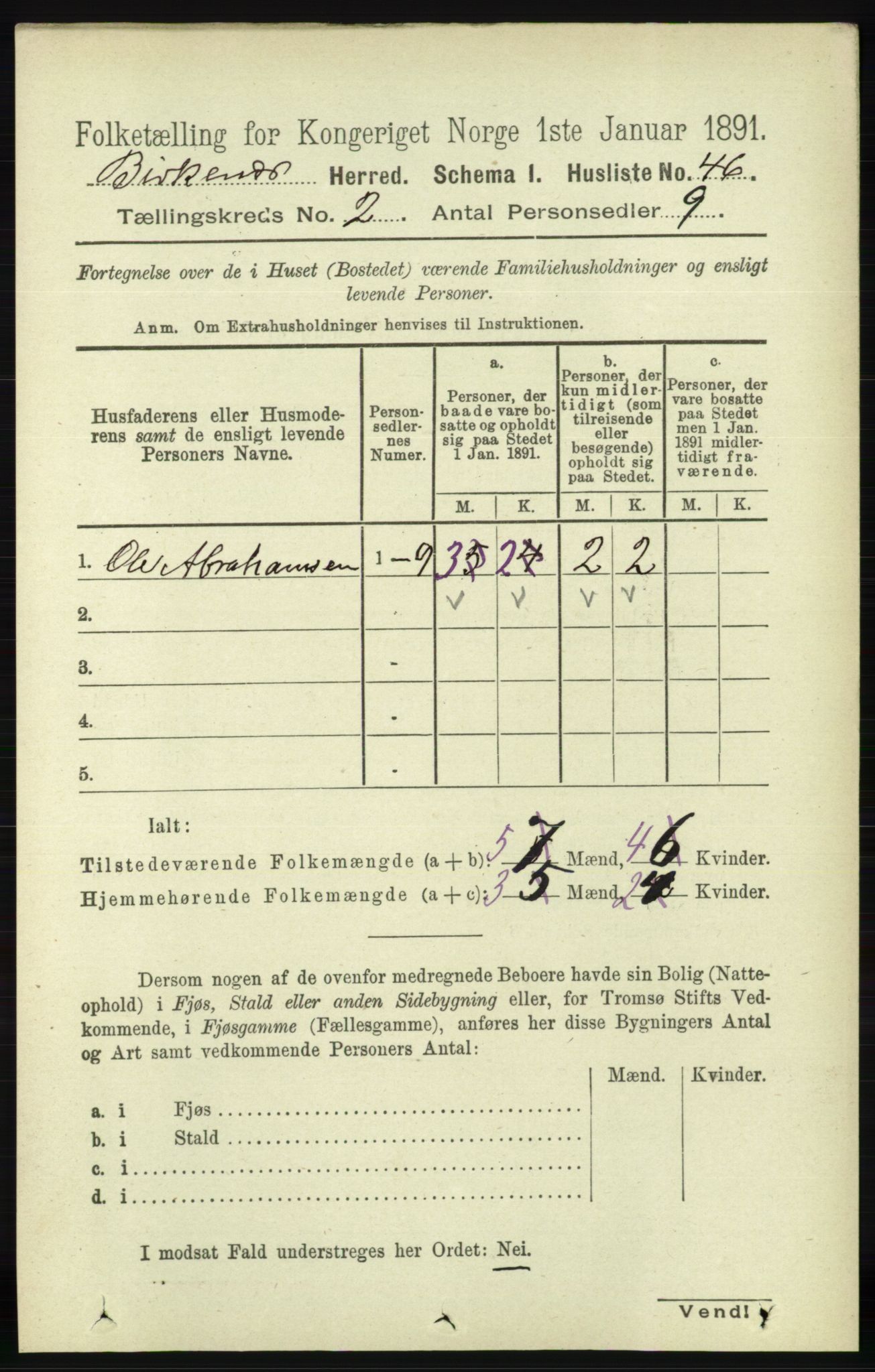 RA, Folketelling 1891 for 0928 Birkenes herred, 1891, s. 493