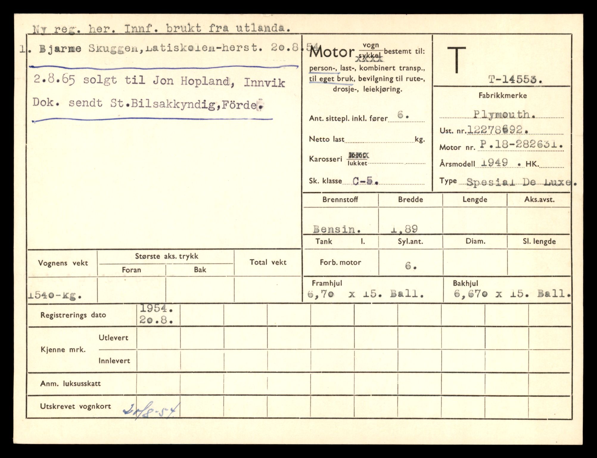 Møre og Romsdal vegkontor - Ålesund trafikkstasjon, AV/SAT-A-4099/F/Fe/L0046: Registreringskort for kjøretøy T 14445 - T 14579, 1927-1998