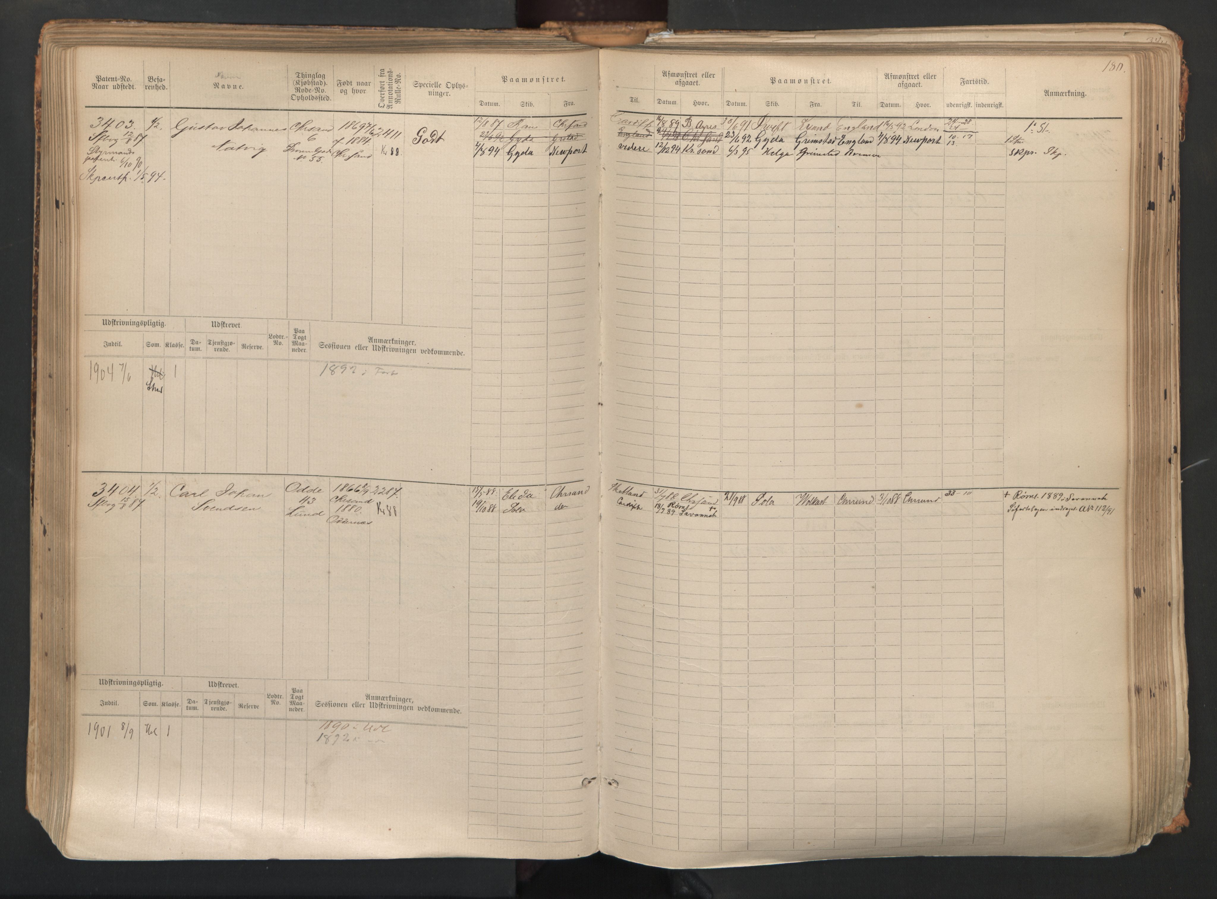 Kristiansand mønstringskrets, SAK/2031-0015/F/Fb/L0007: Hovedrulle nr 3049-3810, I-14, 1883-1940, s. 182