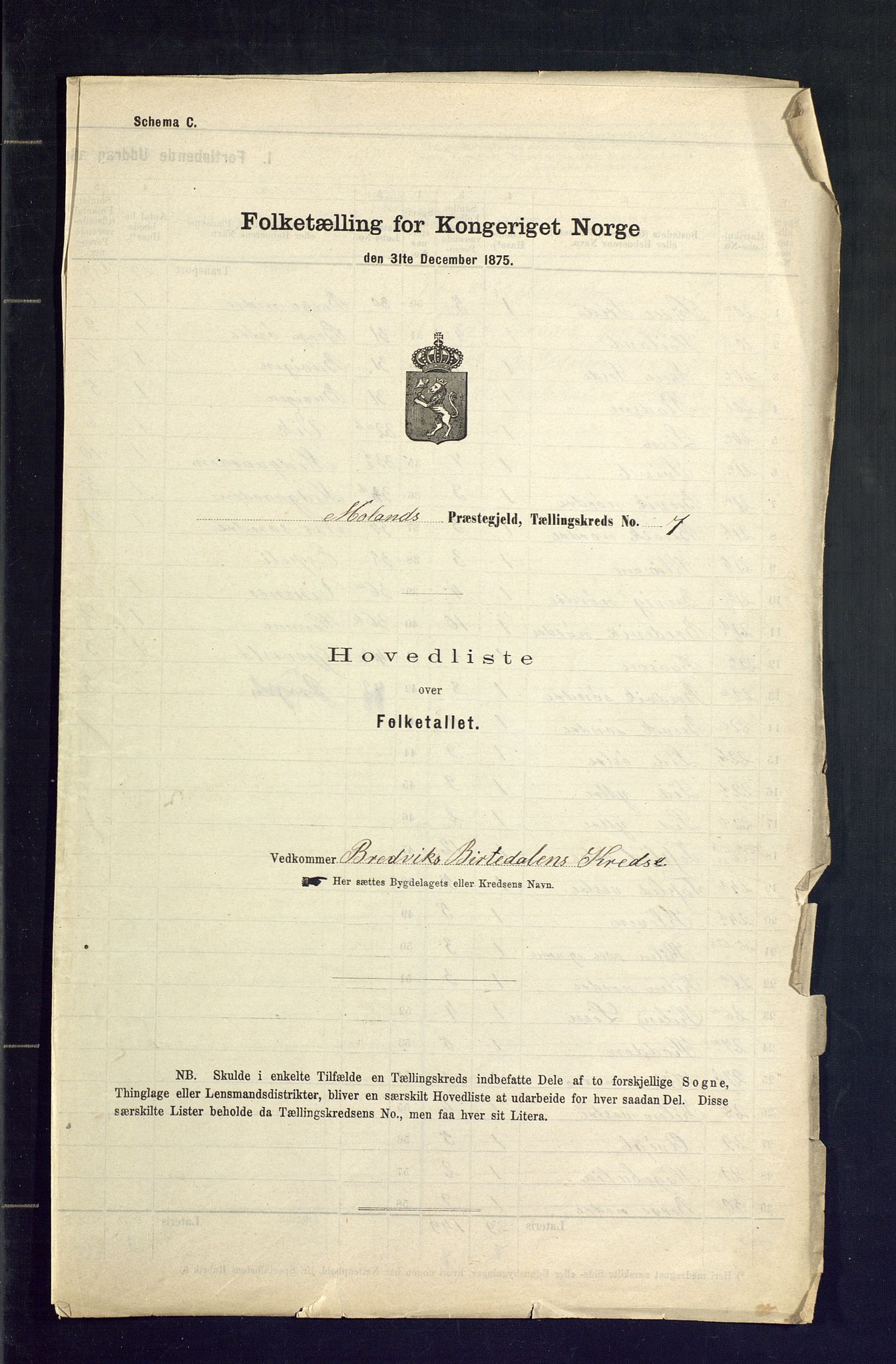 SAKO, Folketelling 1875 for 0831P Moland prestegjeld, 1875, s. 26