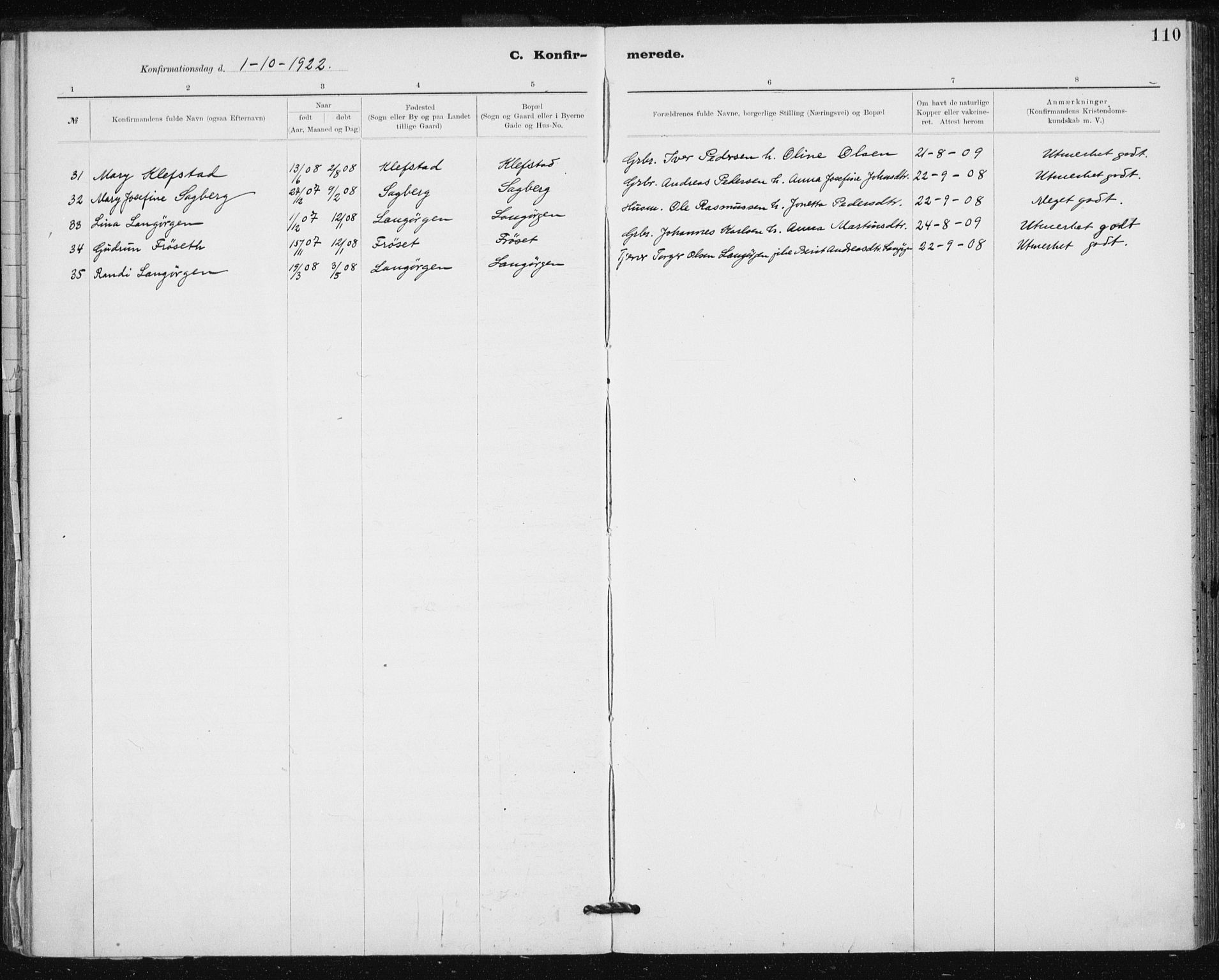 Ministerialprotokoller, klokkerbøker og fødselsregistre - Sør-Trøndelag, SAT/A-1456/612/L0381: Ministerialbok nr. 612A13, 1907-1923, s. 110