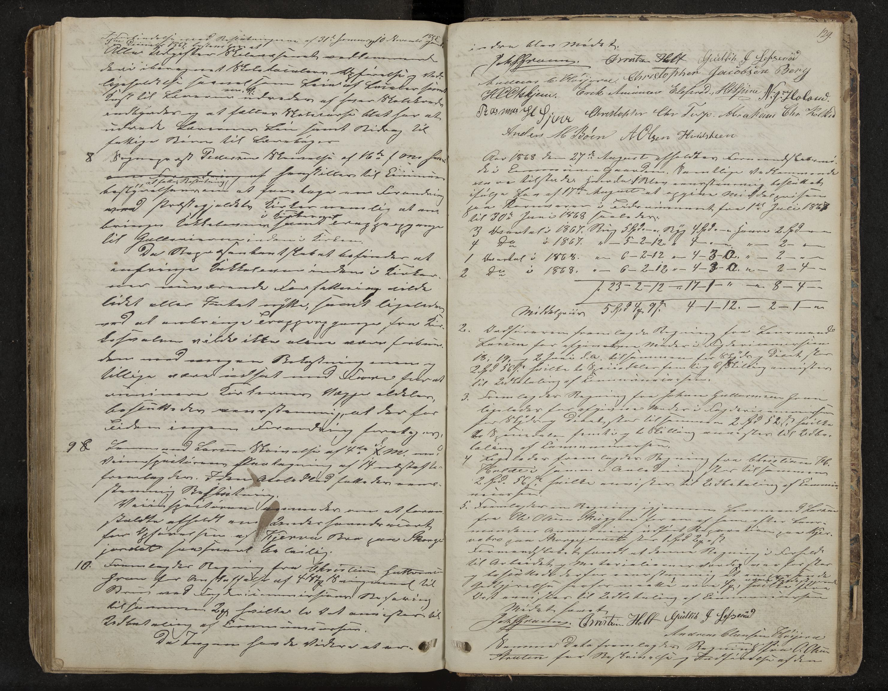 Andebu formannskap og sentraladministrasjon, IKAK/0719021-1/A/Aa/L0001: Møtebok med register, 1837-1869, s. 129