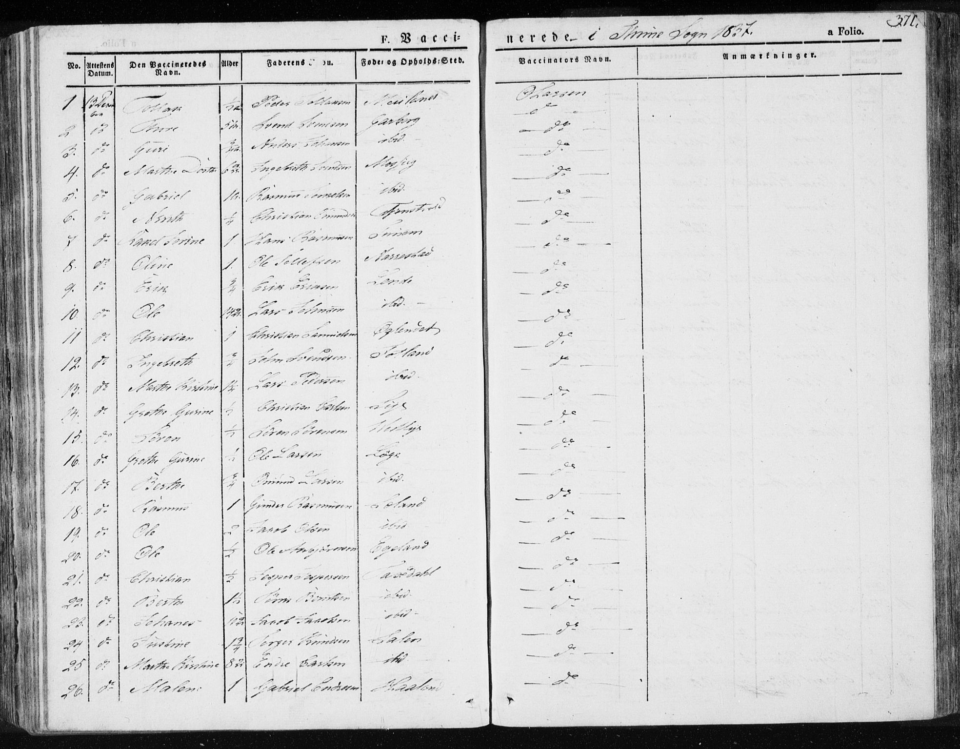 Lye sokneprestkontor, AV/SAST-A-101794/001/30BA/L0004: Ministerialbok nr. A 4, 1826-1841, s. 371