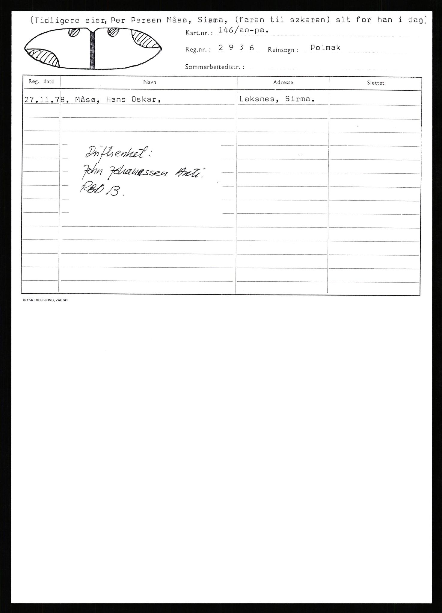 Lappefogden i Finnmark/Reindriftsforvaltningen Øst-Finnmark, AV/SATØ-S-1461/G/Ge/Gea/L0007: Slettede reinmerker: Karasjok, Kautokeino, Polmak og Varanger, 1934-1992, s. 184