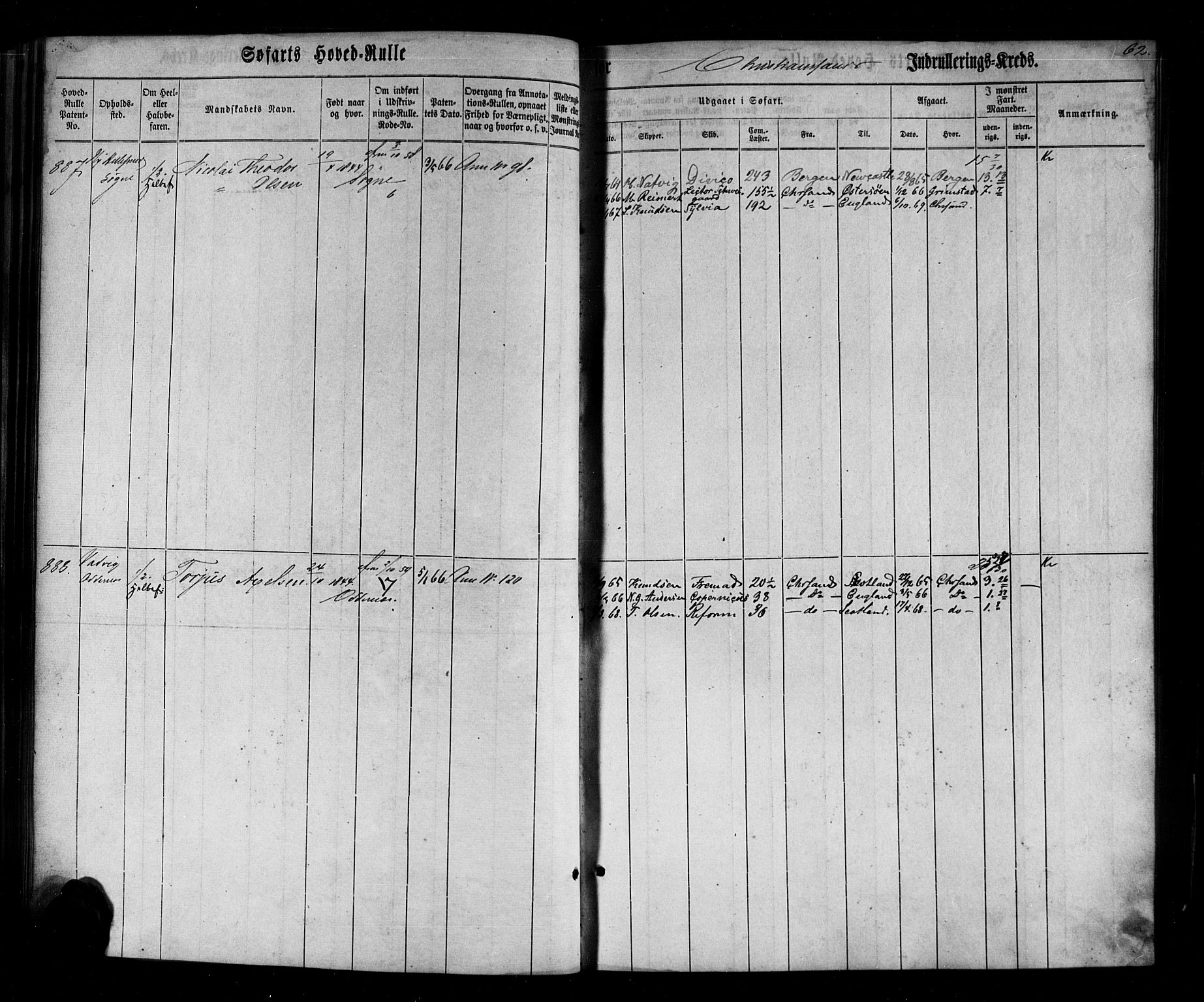 Kristiansand mønstringskrets, AV/SAK-2031-0015/F/Fb/L0026: Hovedrulle nr 767-1137, dublett, J-5, 1860-1870, s. 63