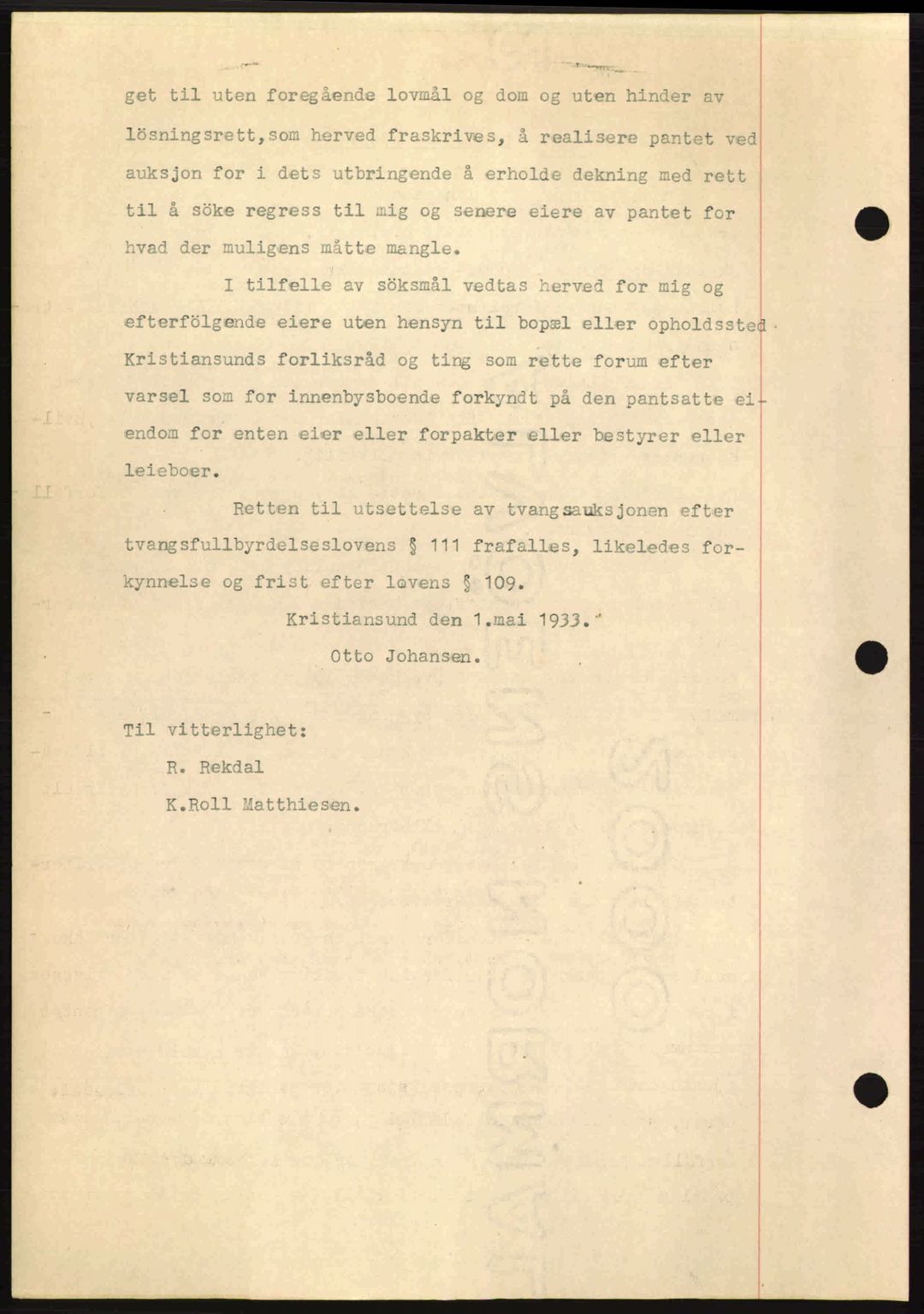 Kristiansund byfogd, AV/SAT-A-4587/A/27: Pantebok nr. 26, 1931-1933, Tingl.dato: 02.05.1933