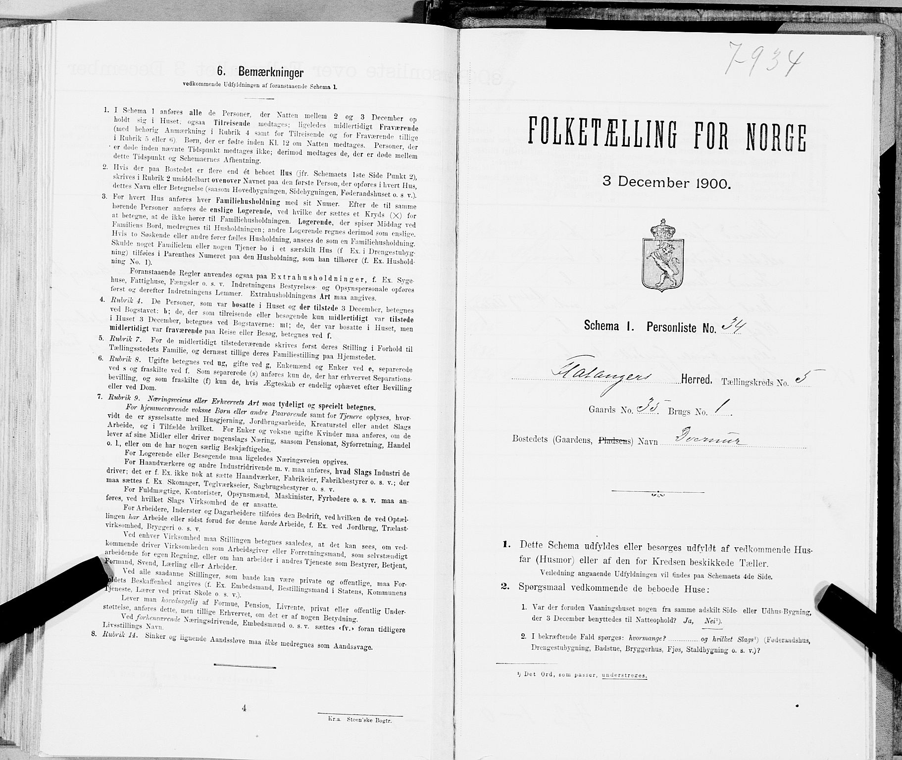 SAT, Folketelling 1900 for 1749 Flatanger herred, 1900, s. 792