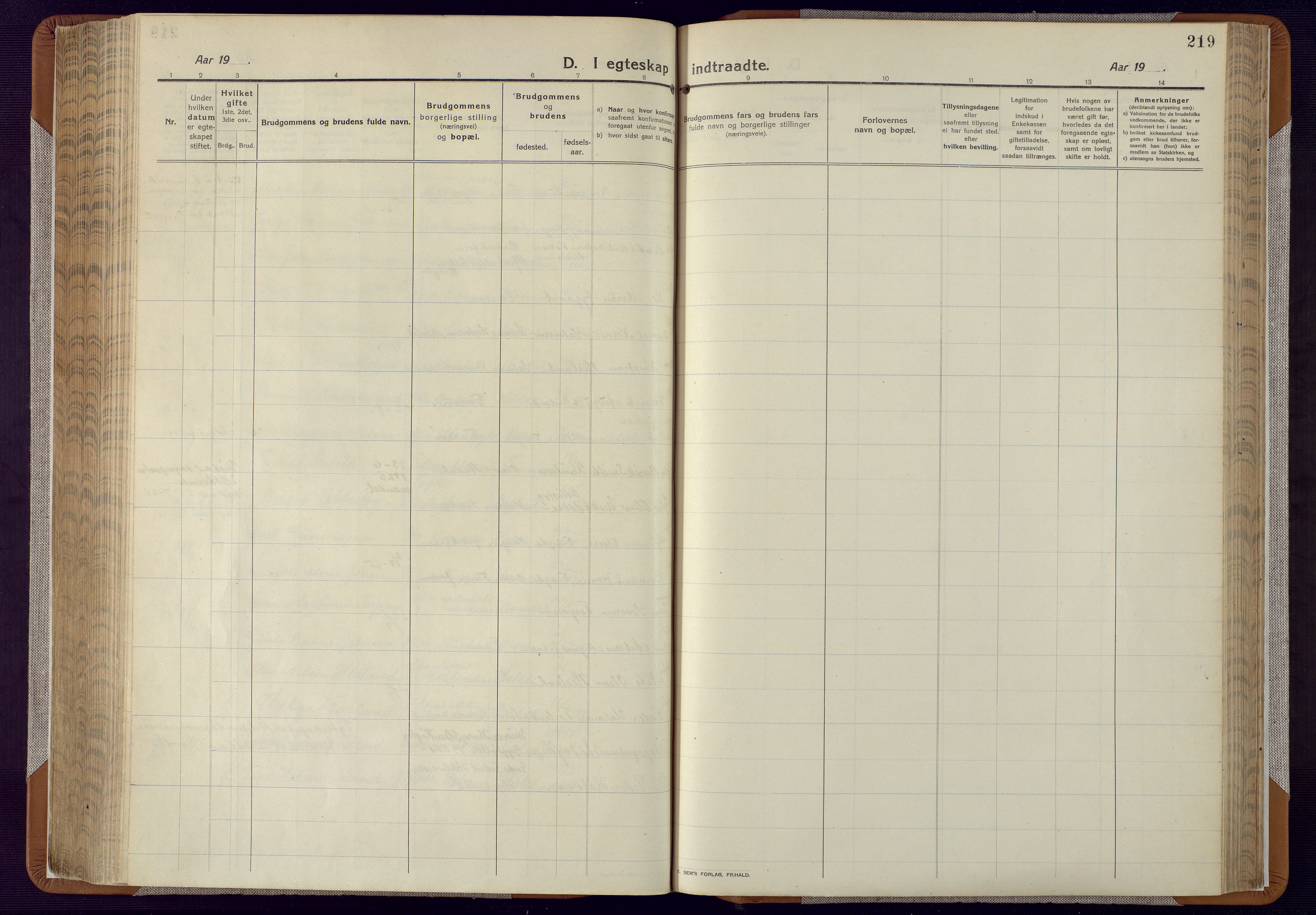 Mandal sokneprestkontor, SAK/1111-0030/F/Fa/Faa/L0022: Ministerialbok nr. A 22, 1913-1925, s. 219