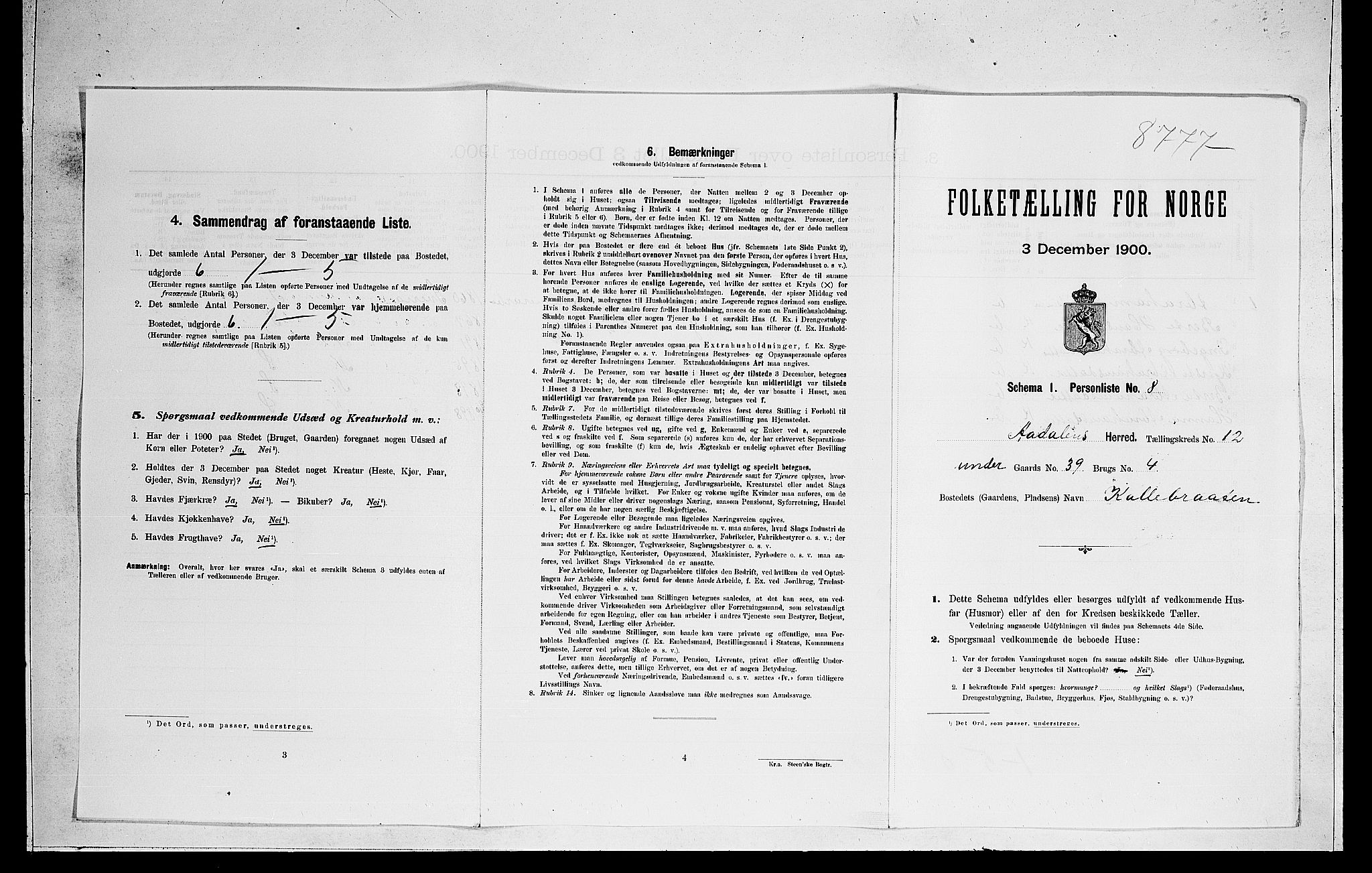 RA, Folketelling 1900 for 0614 Ådal herred, 1900, s. 851