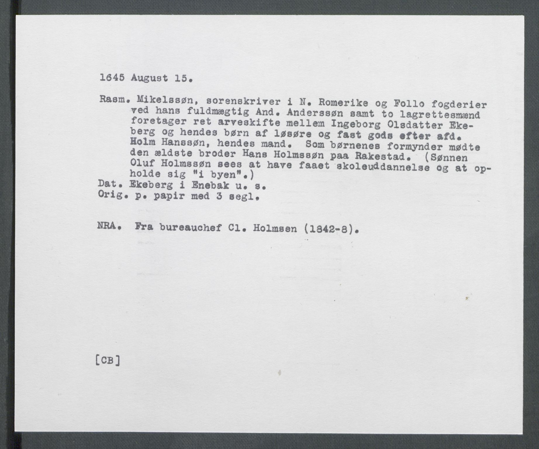 Riksarkivets diplomsamling, AV/RA-EA-5965/F02/L0159: Dokumenter, 1645-1646, s. 19