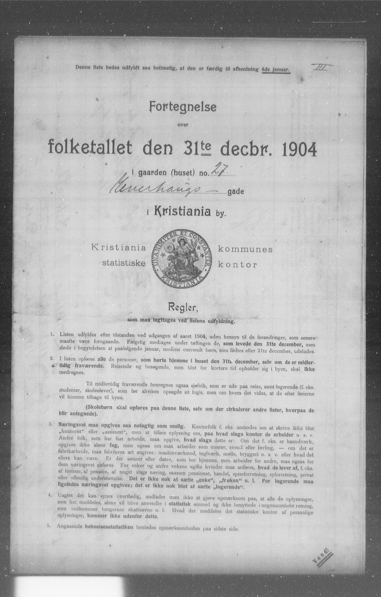 OBA, Kommunal folketelling 31.12.1904 for Kristiania kjøpstad, 1904, s. 4413