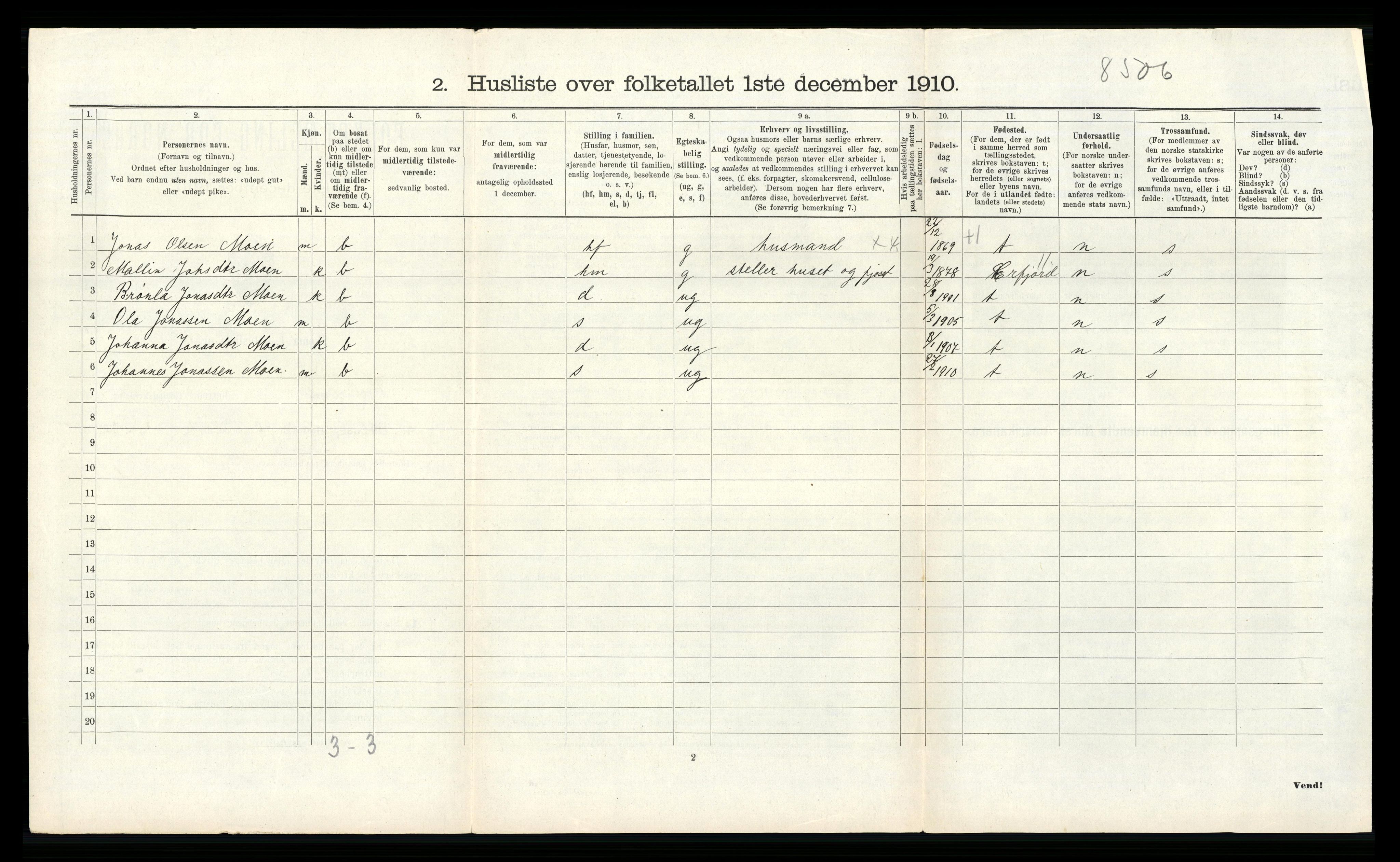 RA, Folketelling 1910 for 1133 Hjelmeland herred, 1910, s. 341