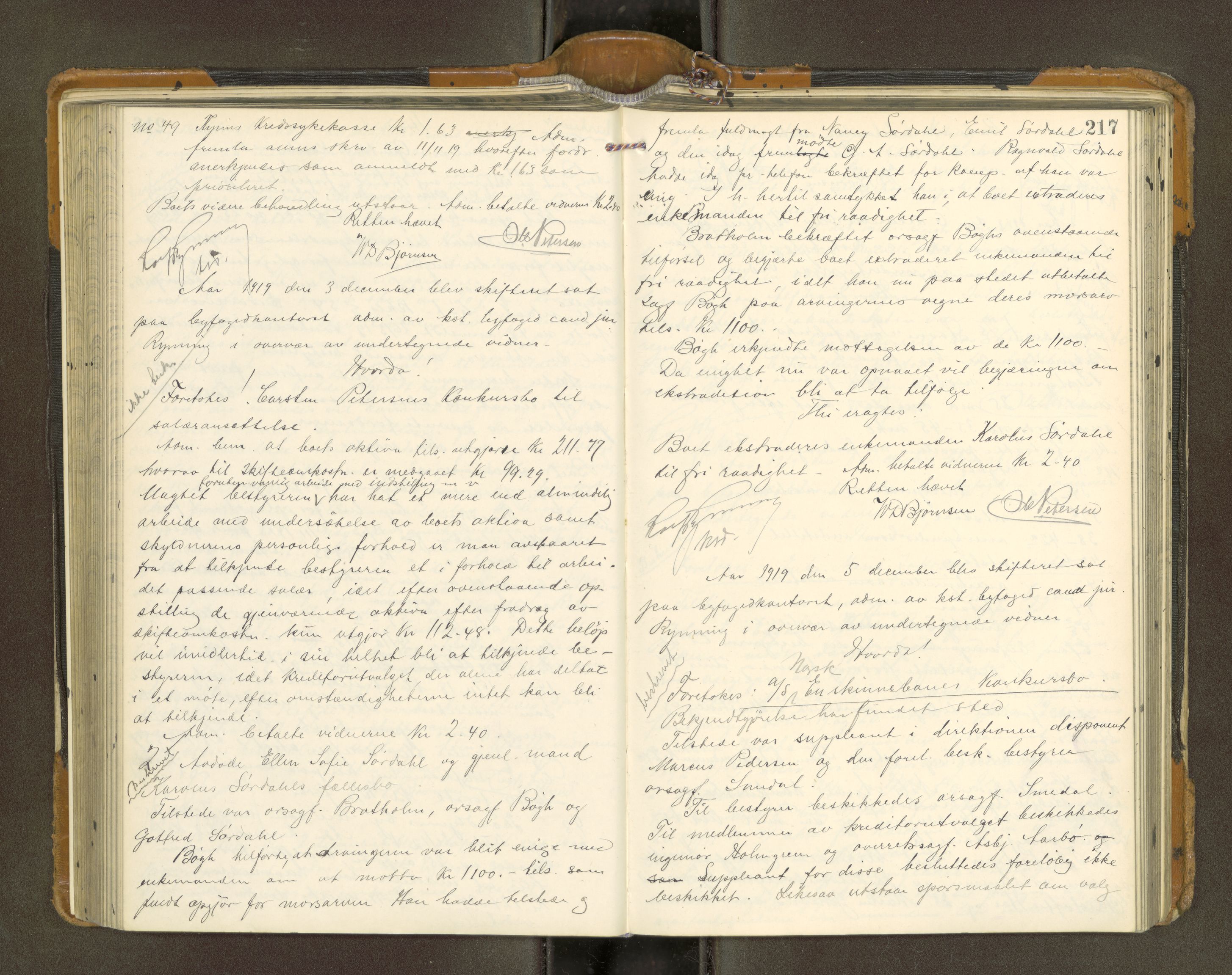 Trondheim byfogd, AV/SAT-A-0003/1/3/3B/L0020: Skiftebehandlingsprotokoll - 30/1-3/6., 1917-1922, s. 217