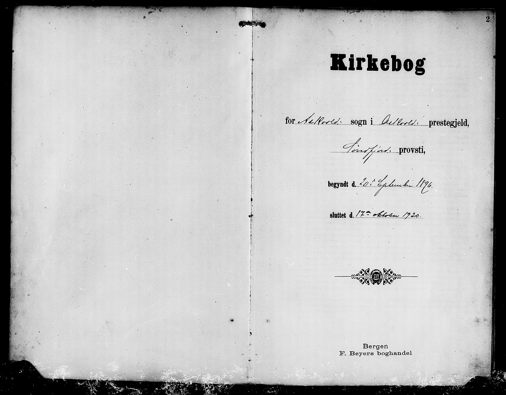Askvoll sokneprestembete, AV/SAB-A-79501/H/Haa/Haab/L0001: Ministerialbok nr. B 1, 1896-1920, s. 2