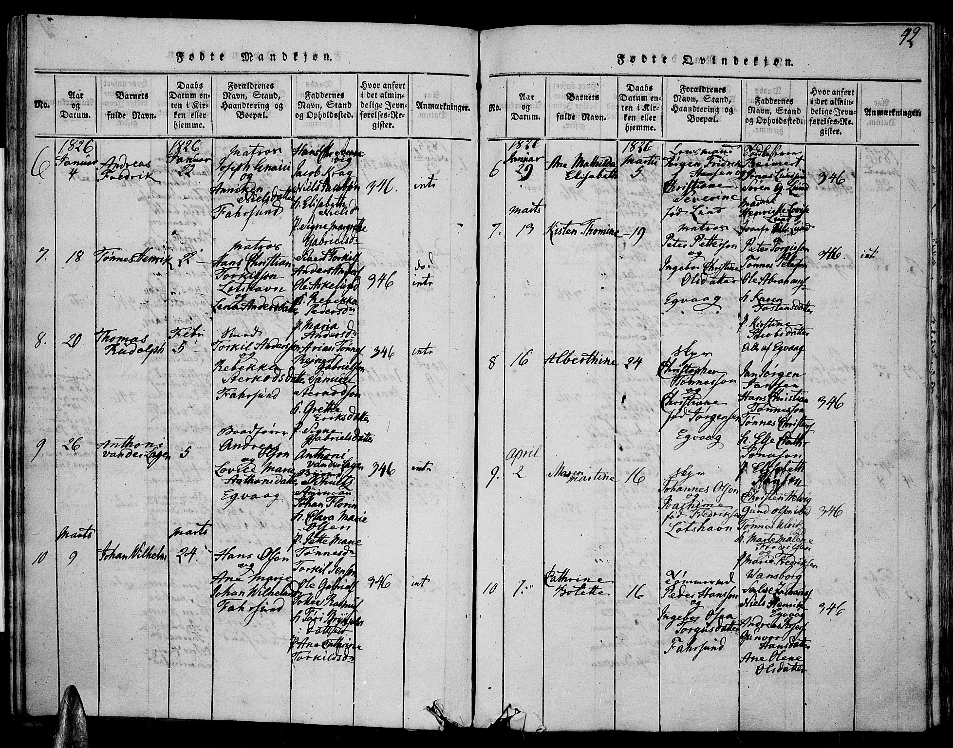 Farsund sokneprestkontor, AV/SAK-1111-0009/F/Fa/L0002: Ministerialbok nr. A 2, 1815-1836, s. 43