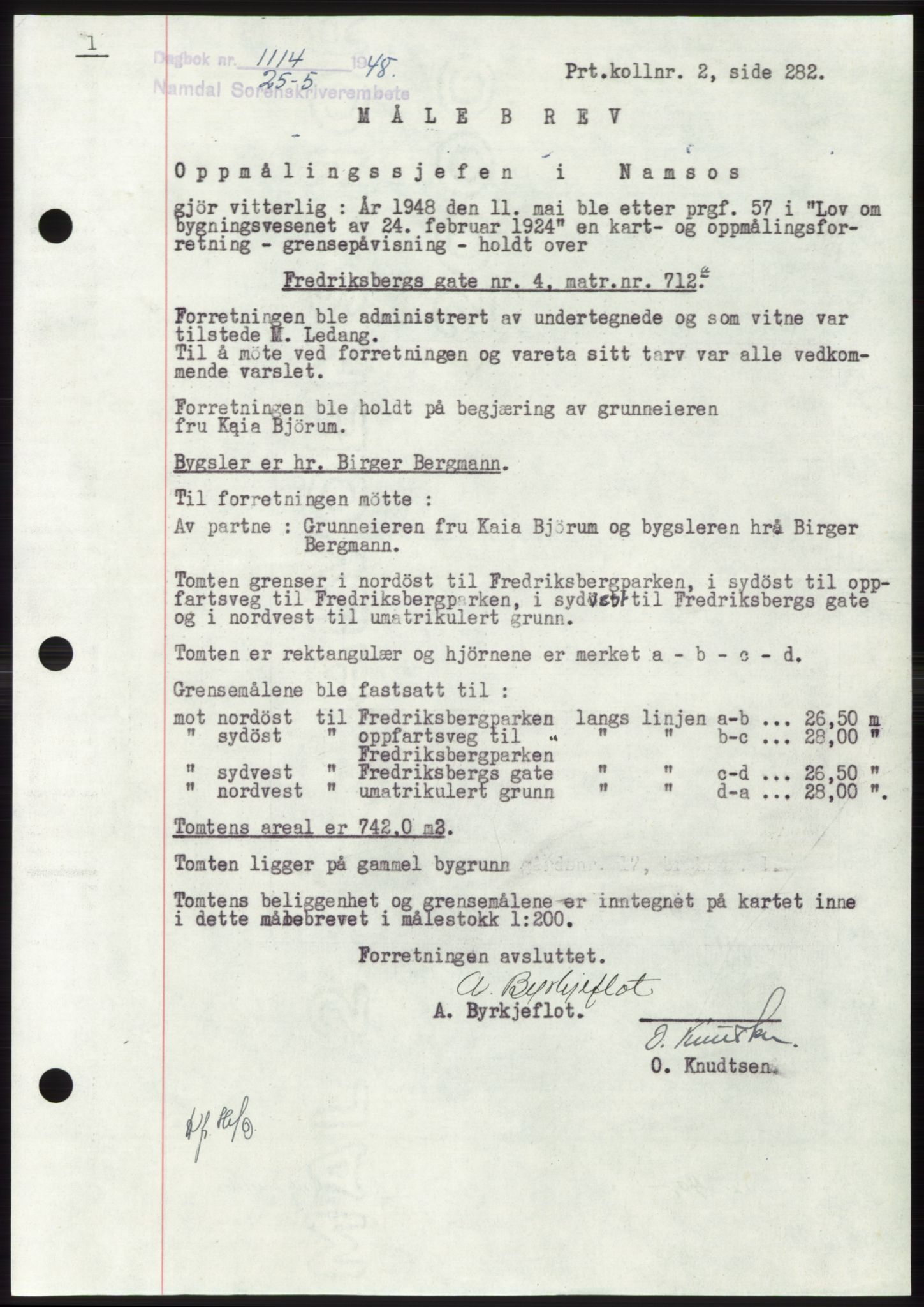 Namdal sorenskriveri, SAT/A-4133/1/2/2C: Pantebok nr. -, 1947-1948, Dagboknr: 1114/1948