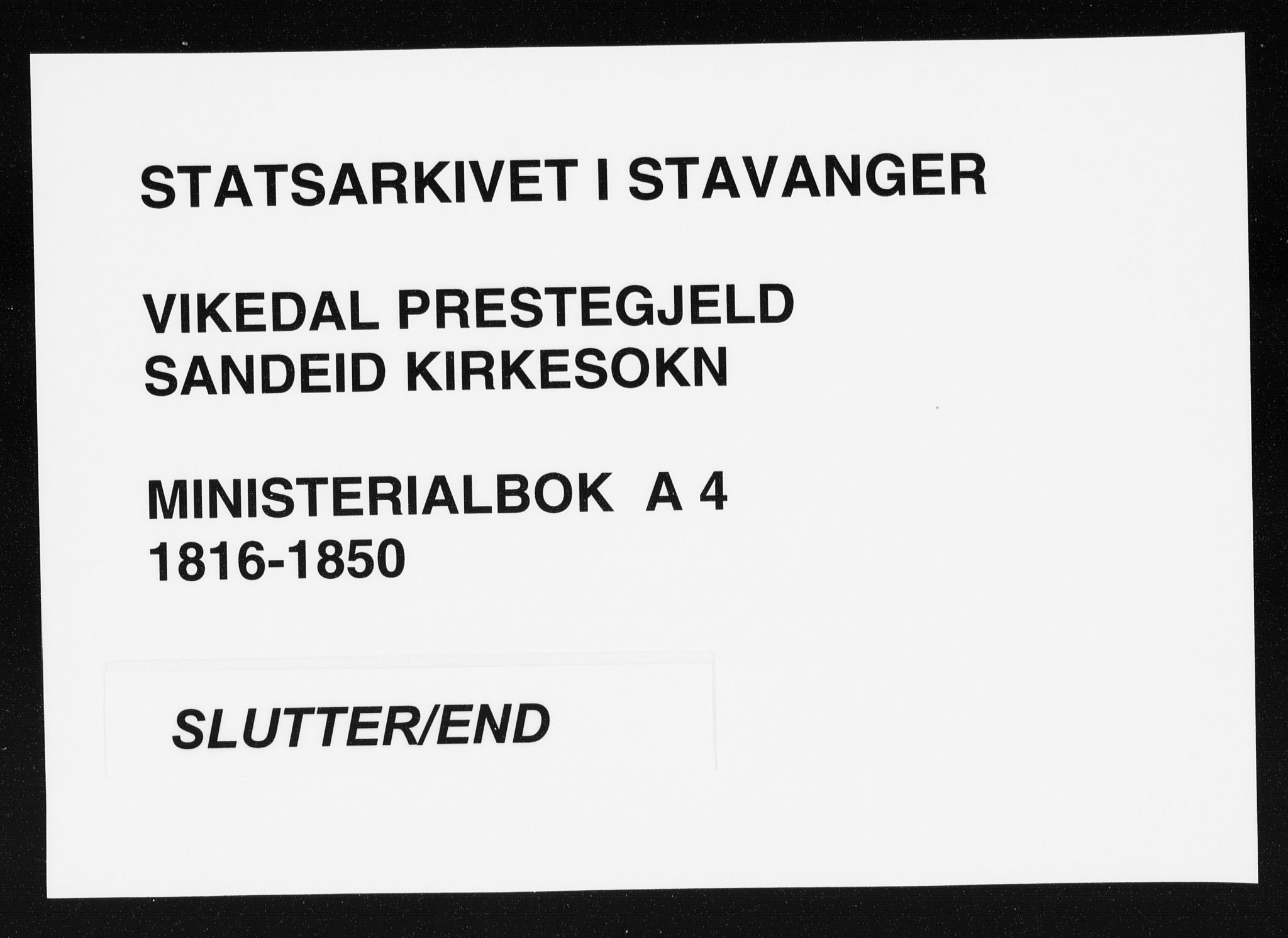 Vikedal sokneprestkontor, SAST/A-101840/01/IV: Ministerialbok nr. A 4, 1816-1850