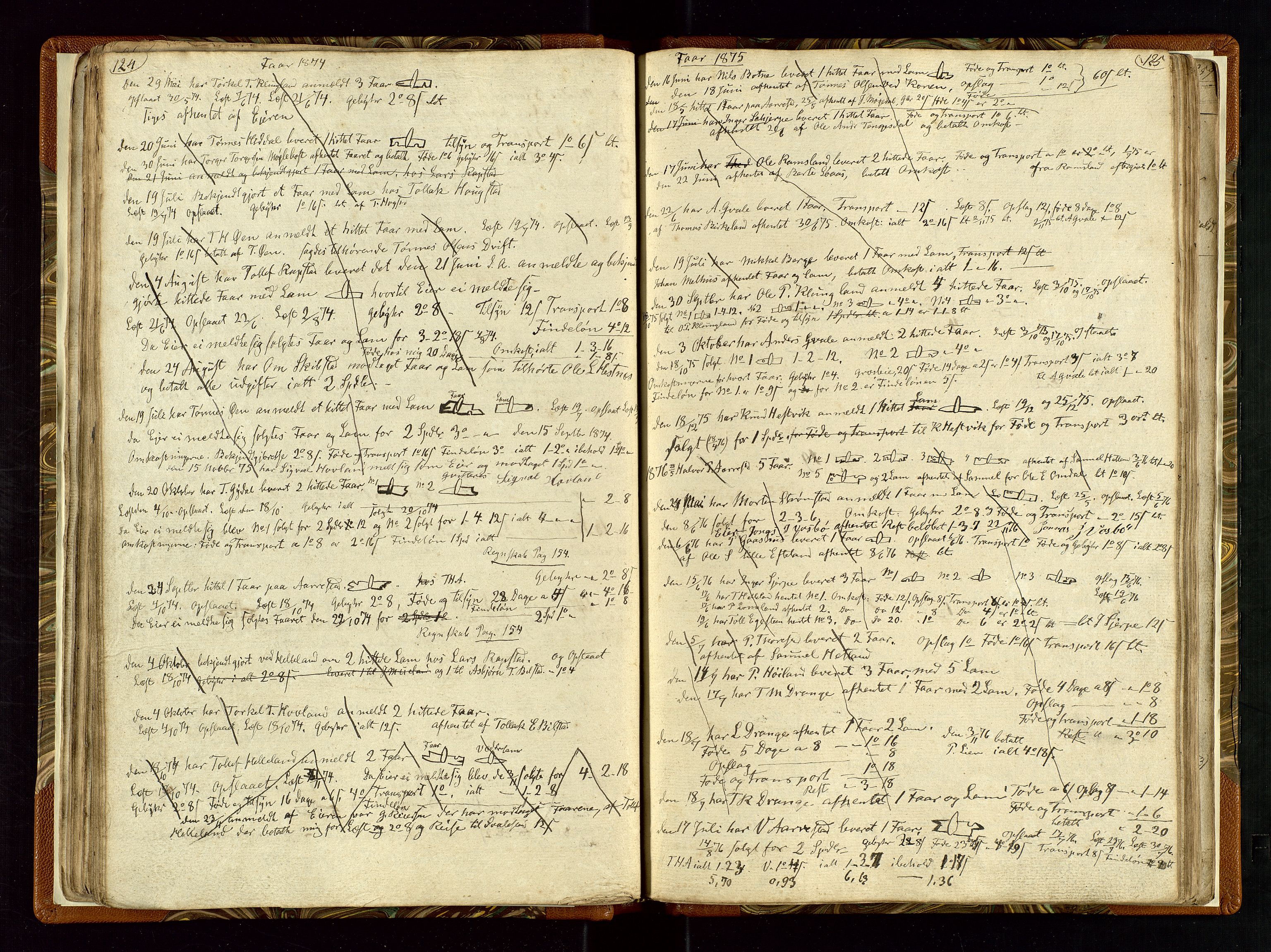 Helleland lensmannskontor, AV/SAST-A-100209/Ya/L0003: Diverseprotokoll, 1842-1960, s. 124-125