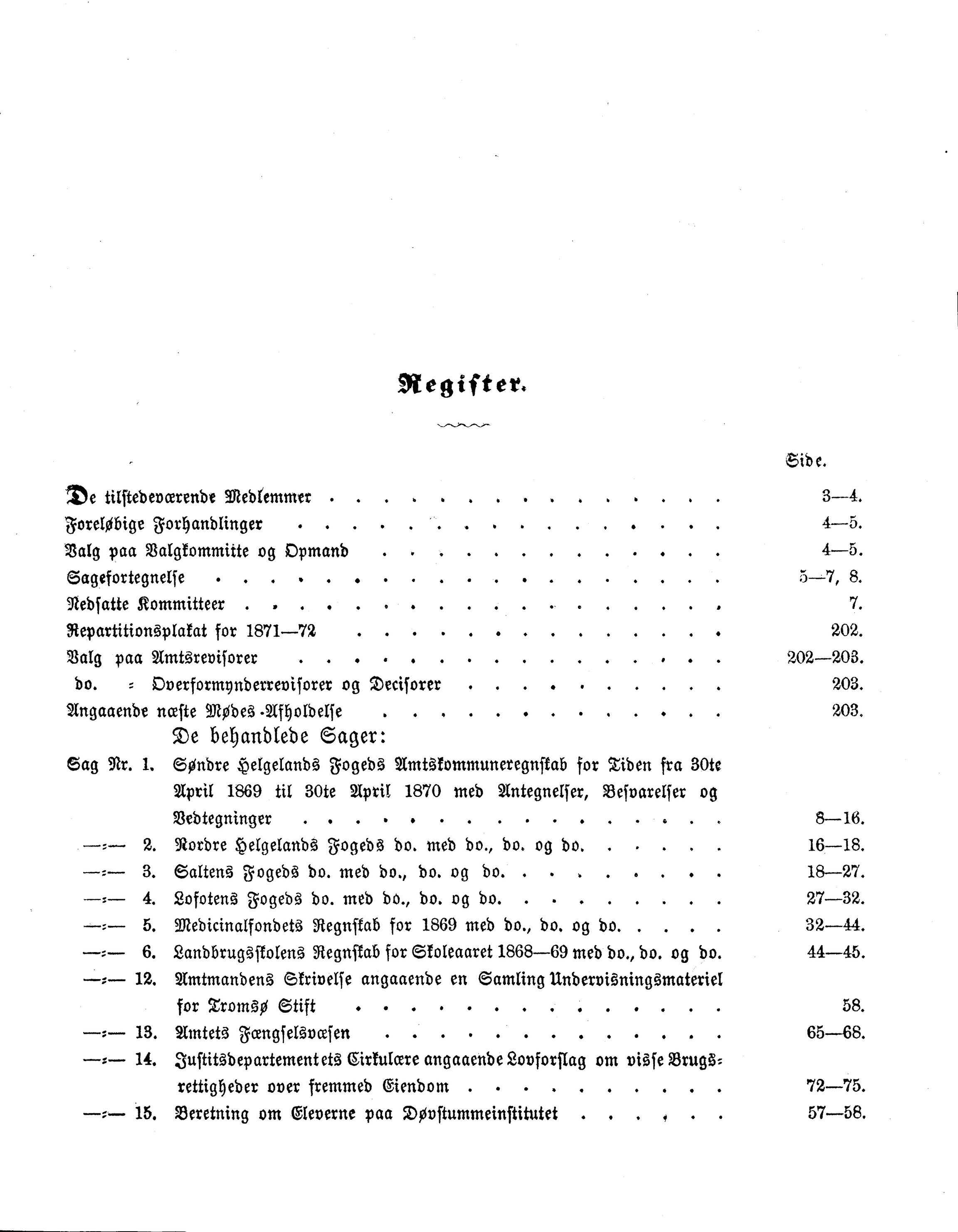 Nordland Fylkeskommune. Fylkestinget, AIN/NFK-17/176/A/Ac/L0008: Fylkestingsforhandlinger 1871, 1871