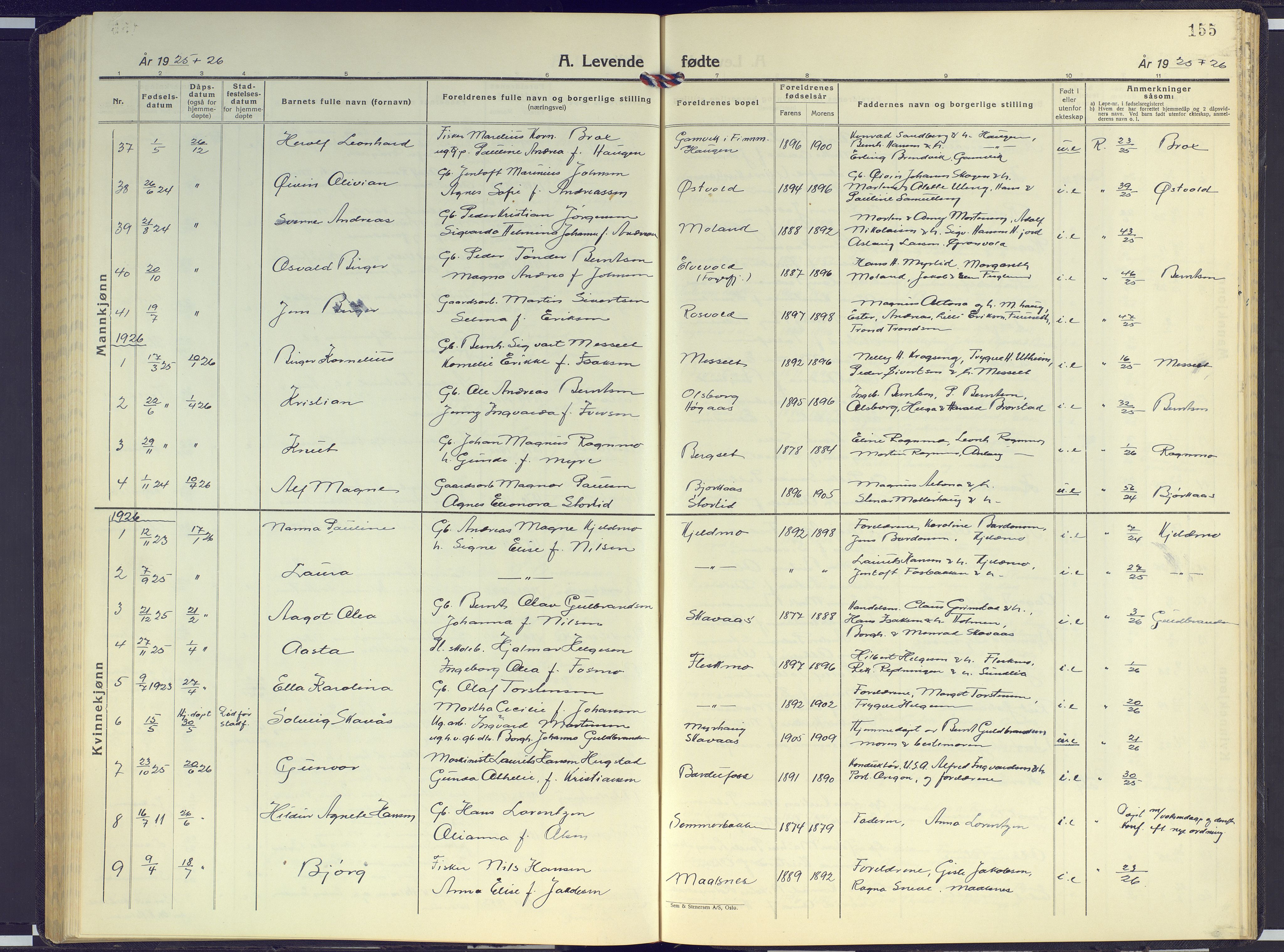 Målselv sokneprestembete, AV/SATØ-S-1311/G/Ga/Gab/L0005klokker: Klokkerbok nr. 5, 1901-1932, s. 155