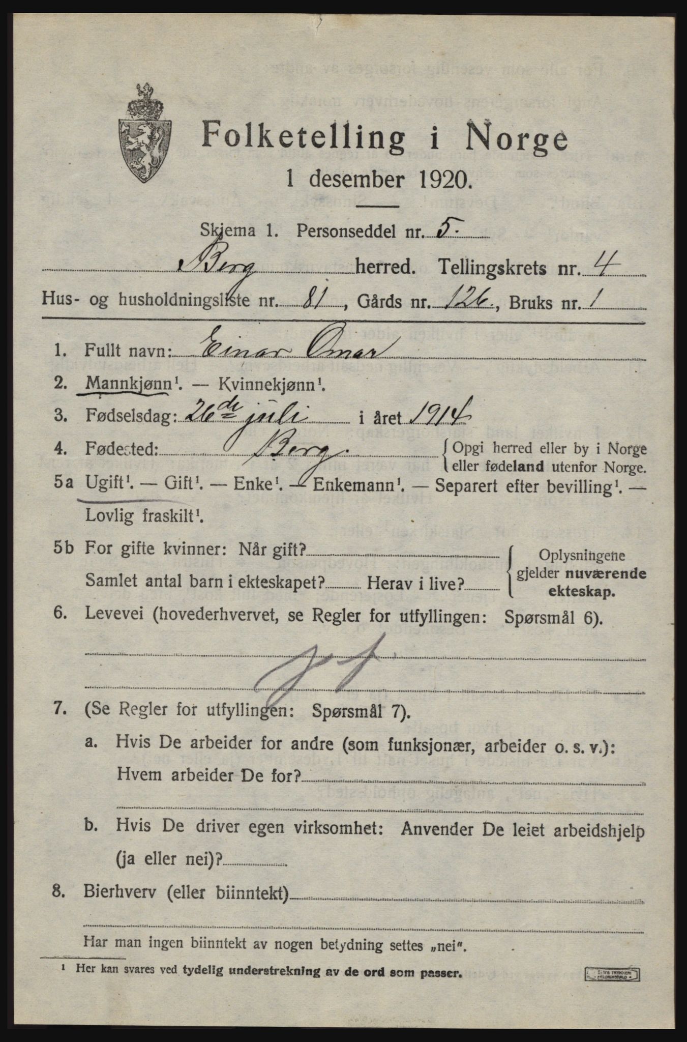 SAO, Folketelling 1920 for 0116 Berg herred, 1920, s. 9079