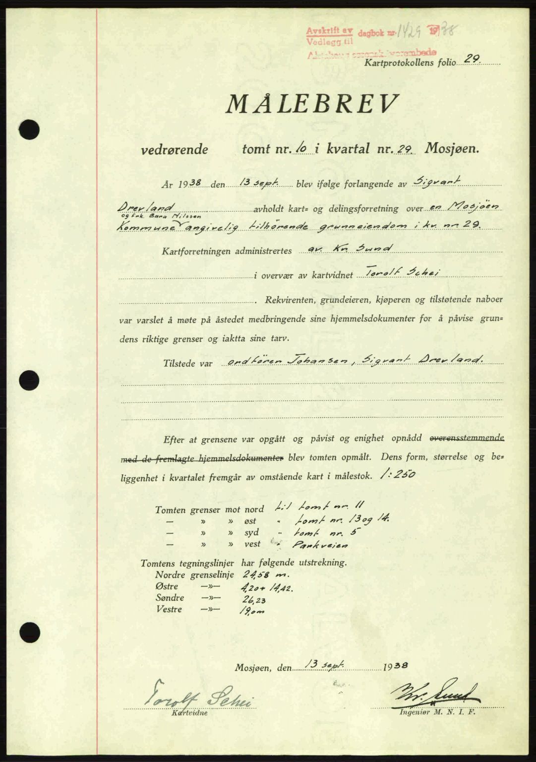 Alstahaug sorenskriveri, SAT/A-1009: Pantebok nr. A3, 1937-1938, Dagboknr: 1429/1938