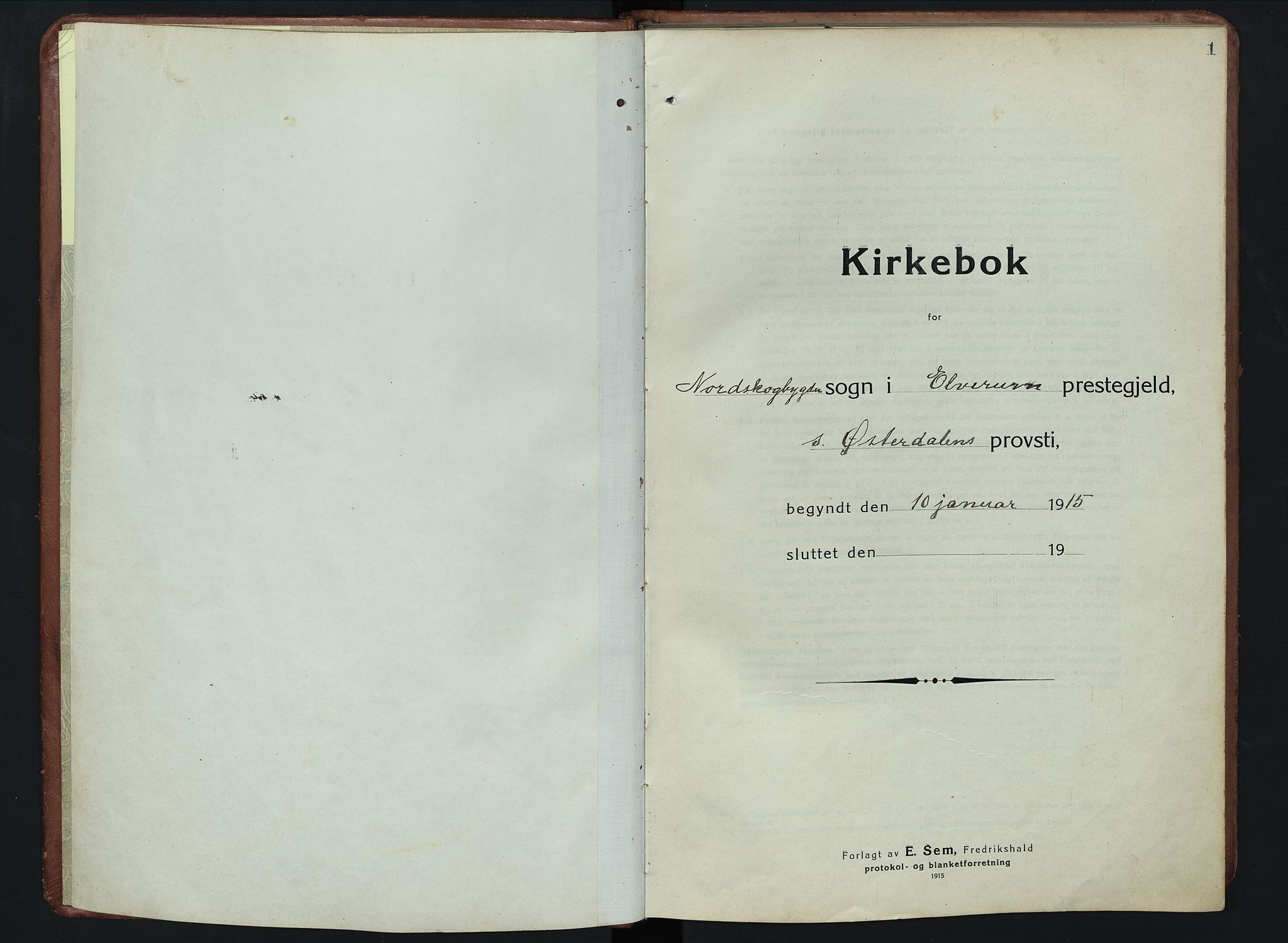 Elverum prestekontor, AV/SAH-PREST-044/H/Ha/Hab/L0011: Klokkerbok nr. 11, 1915-1947, s. 1