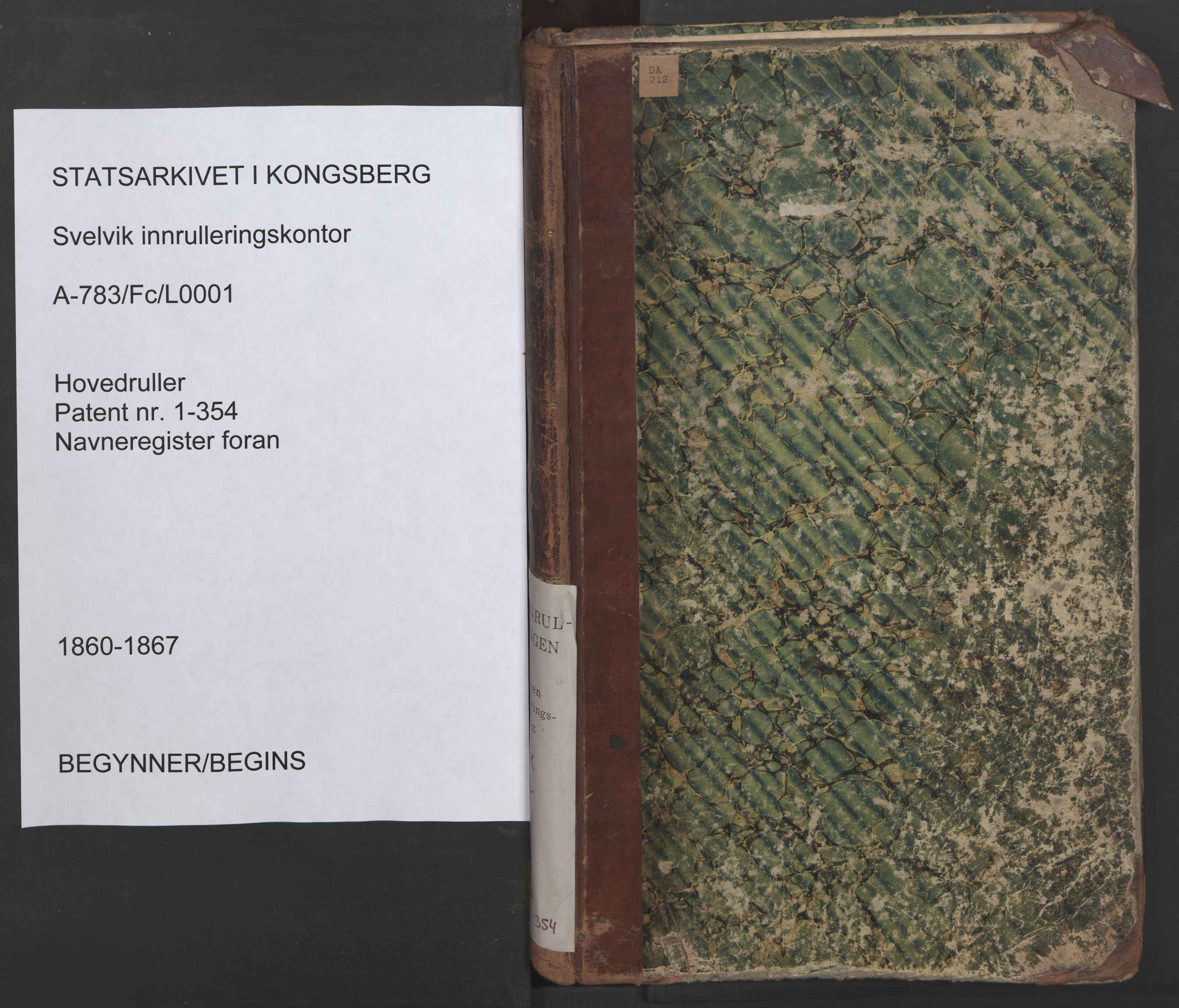 Svelvik innrulleringskontor, SAKO/A-783/F/Fc/L0001: Hovedruller, 1860-1867