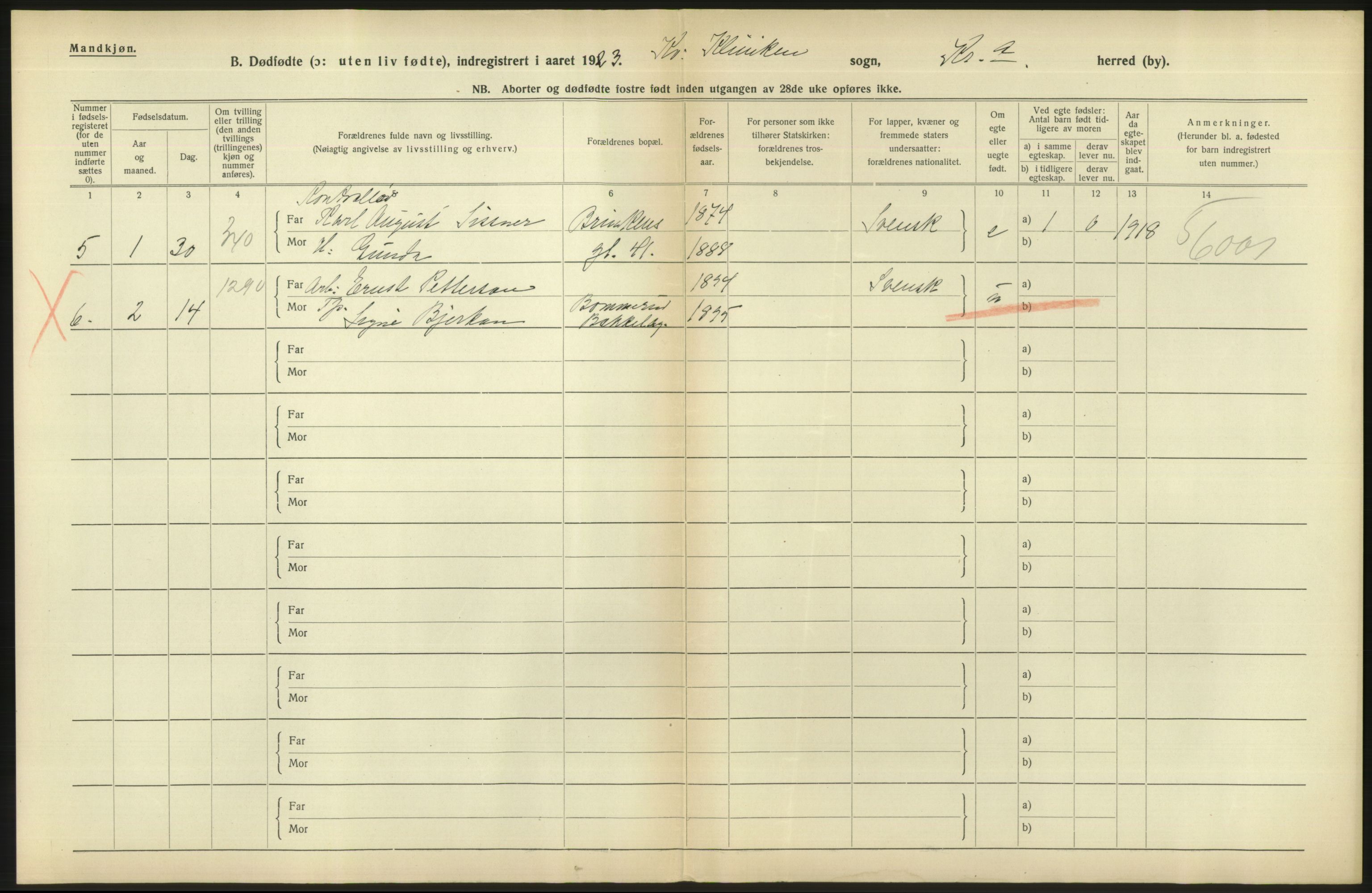 Statistisk sentralbyrå, Sosiodemografiske emner, Befolkning, AV/RA-S-2228/D/Df/Dfc/Dfcc/L0010: Kristiania: Døde, dødfødte, 1923, s. 38