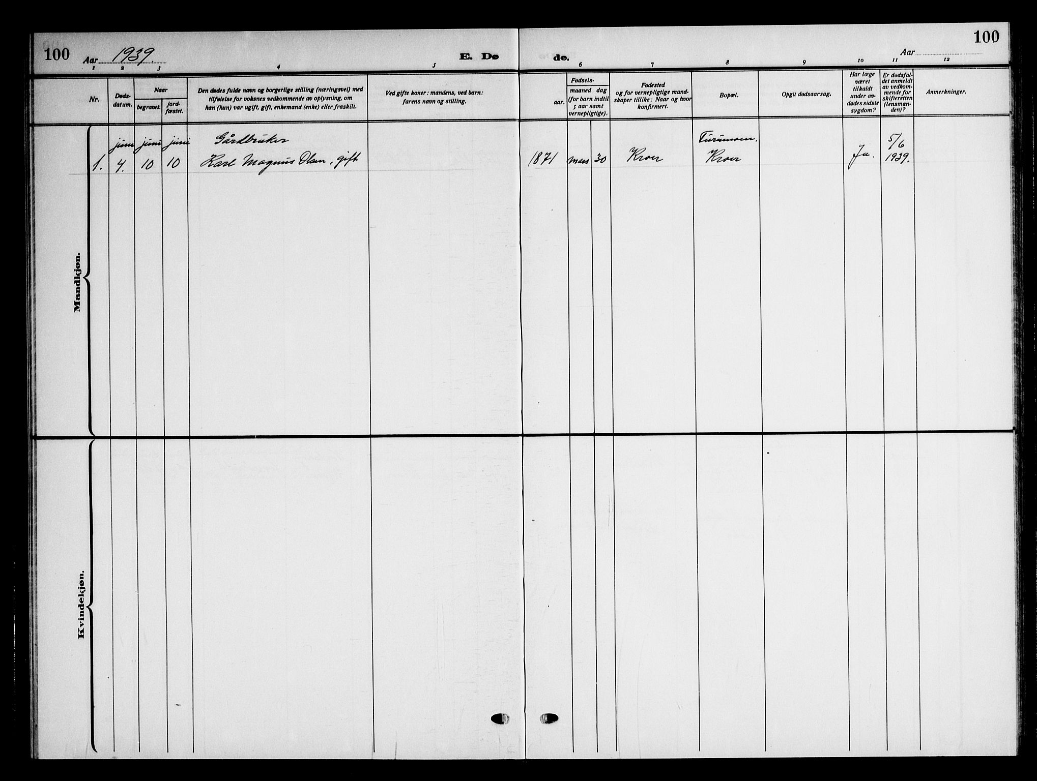 Ås prestekontor Kirkebøker, SAO/A-10894/G/Gc/L0002: Klokkerbok nr. III 2, 1925-1951, s. 100