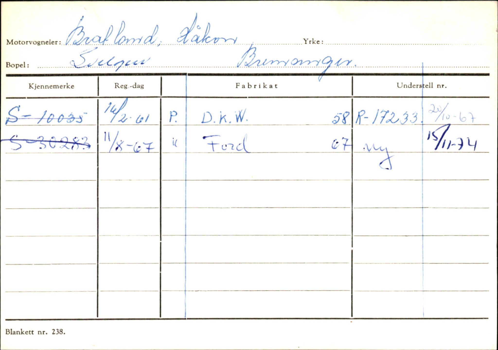 Statens vegvesen, Sogn og Fjordane vegkontor, SAB/A-5301/4/F/L0133: Eigarregister Bremanger A-Å. Gaular A-H, 1945-1975, s. 121