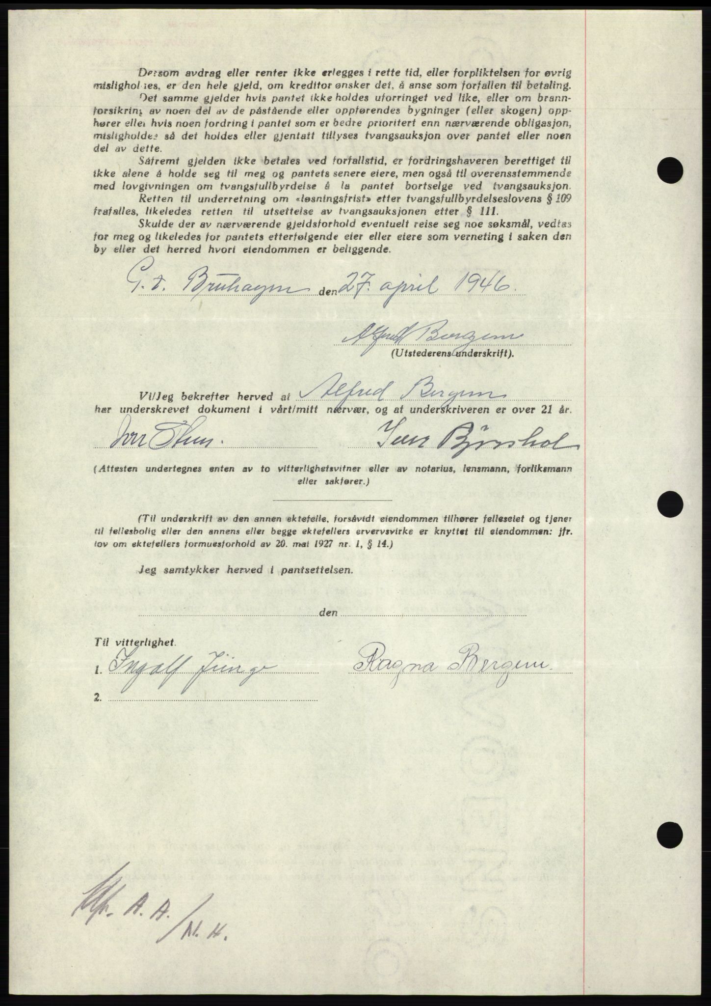 Nordmøre sorenskriveri, AV/SAT-A-4132/1/2/2Ca: Pantebok nr. B94, 1946-1946, Dagboknr: 1069/1946