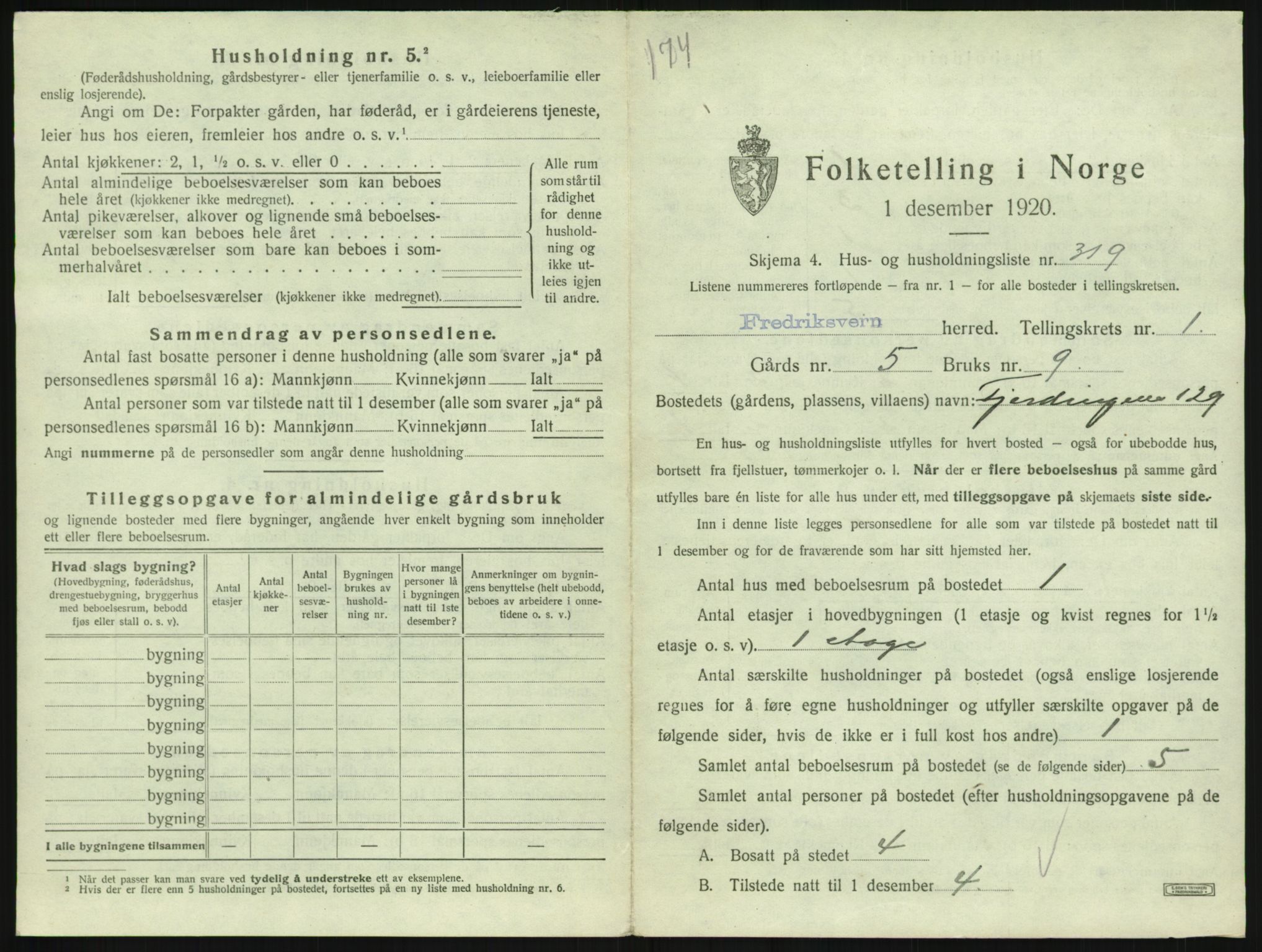 SAKO, Folketelling 1920 for 0798 Fredriksvern herred, 1920, s. 371