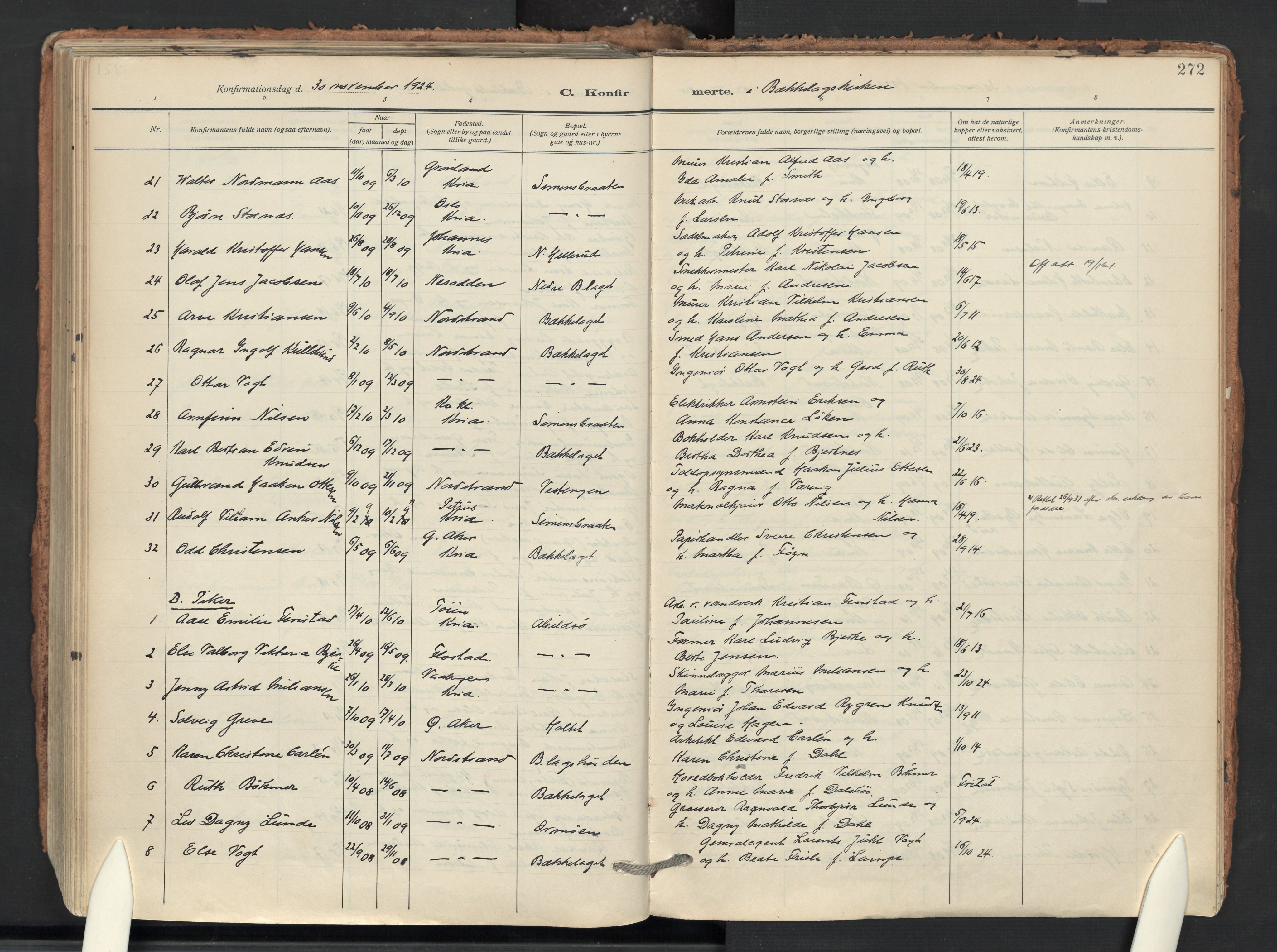 Nordstrand prestekontor Kirkebøker, AV/SAO-A-10362a/F/Fa/L0002: Ministerialbok nr. 2, 1914-1929, s. 272