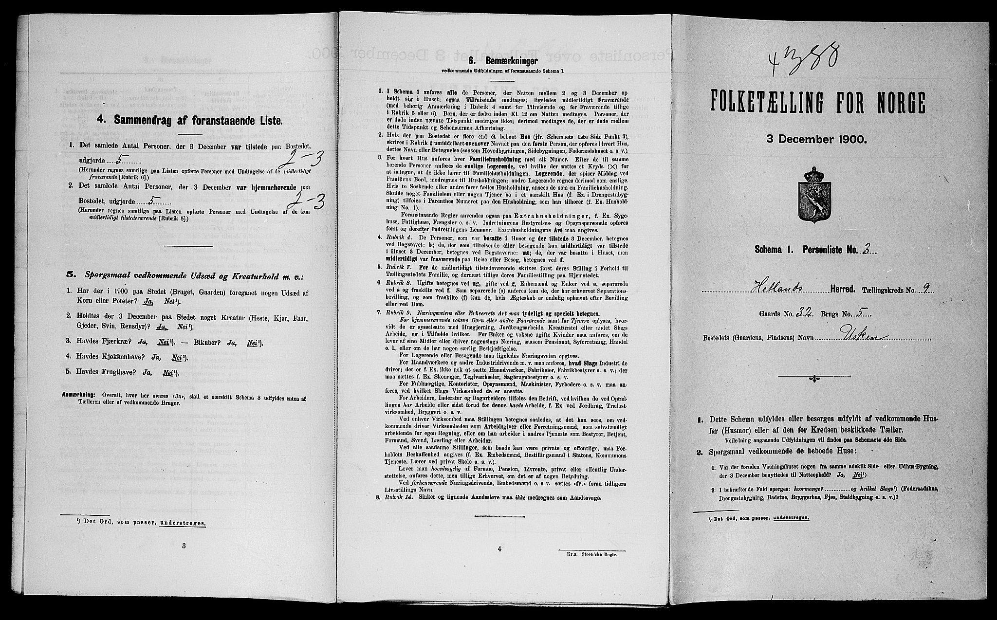 SAST, Folketelling 1900 for 1126 Hetland herred, 1900, s. 1346