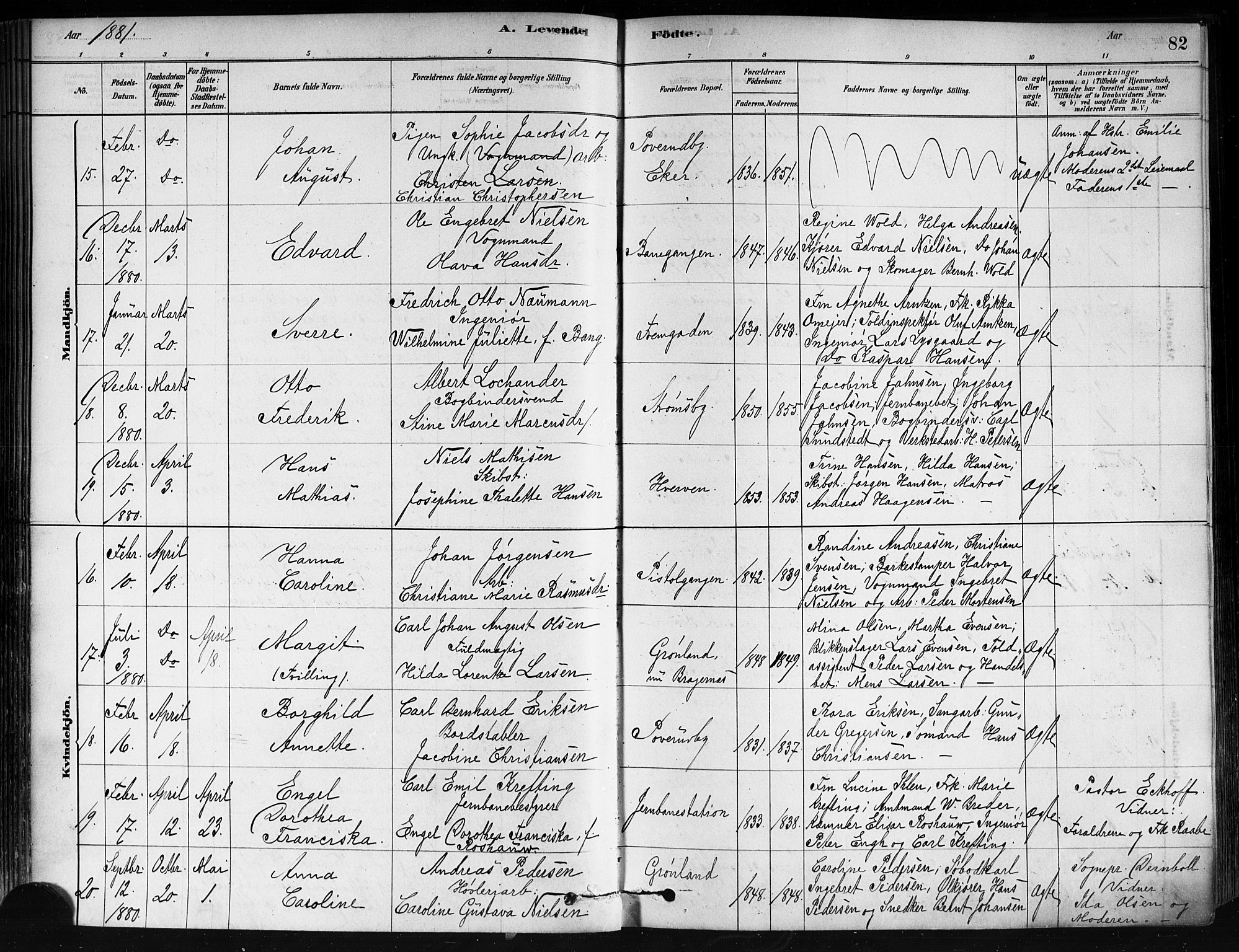 Strømsø kirkebøker, AV/SAKO-A-246/F/Fa/L0021: Ministerialbok nr. I 21, 1878-1885, s. 82