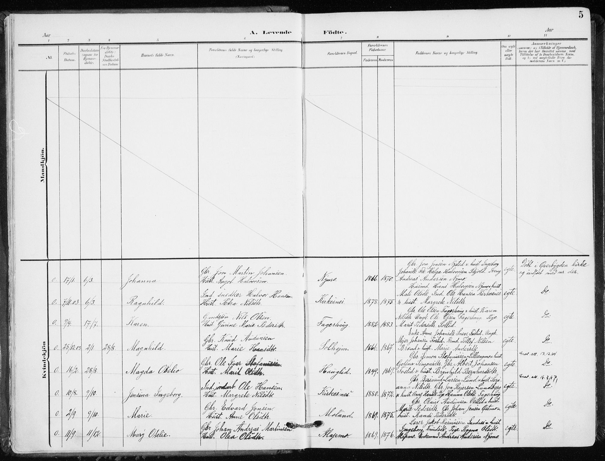 Målselv sokneprestembete, AV/SATØ-S-1311/G/Ga/Gaa/L0011kirke: Ministerialbok nr. 11, 1904-1918, s. 5