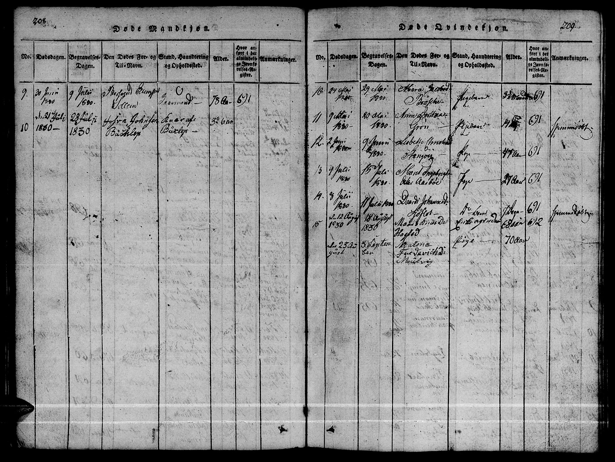 Ministerialprotokoller, klokkerbøker og fødselsregistre - Møre og Romsdal, AV/SAT-A-1454/592/L1031: Klokkerbok nr. 592C01, 1820-1833, s. 208-209