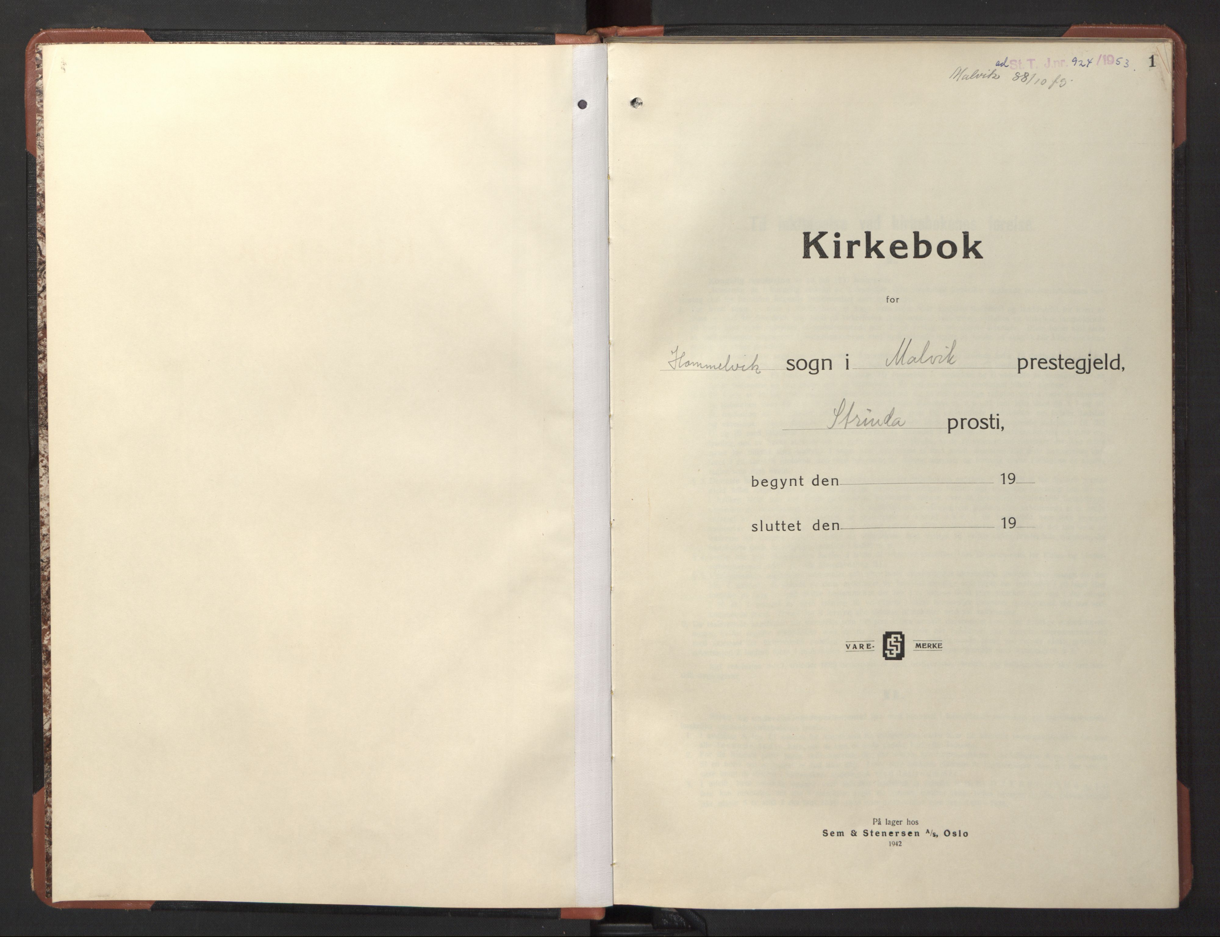 Ministerialprotokoller, klokkerbøker og fødselsregistre - Sør-Trøndelag, AV/SAT-A-1456/617/L0433: Klokkerbok nr. 617C04, 1942-1947, s. 1