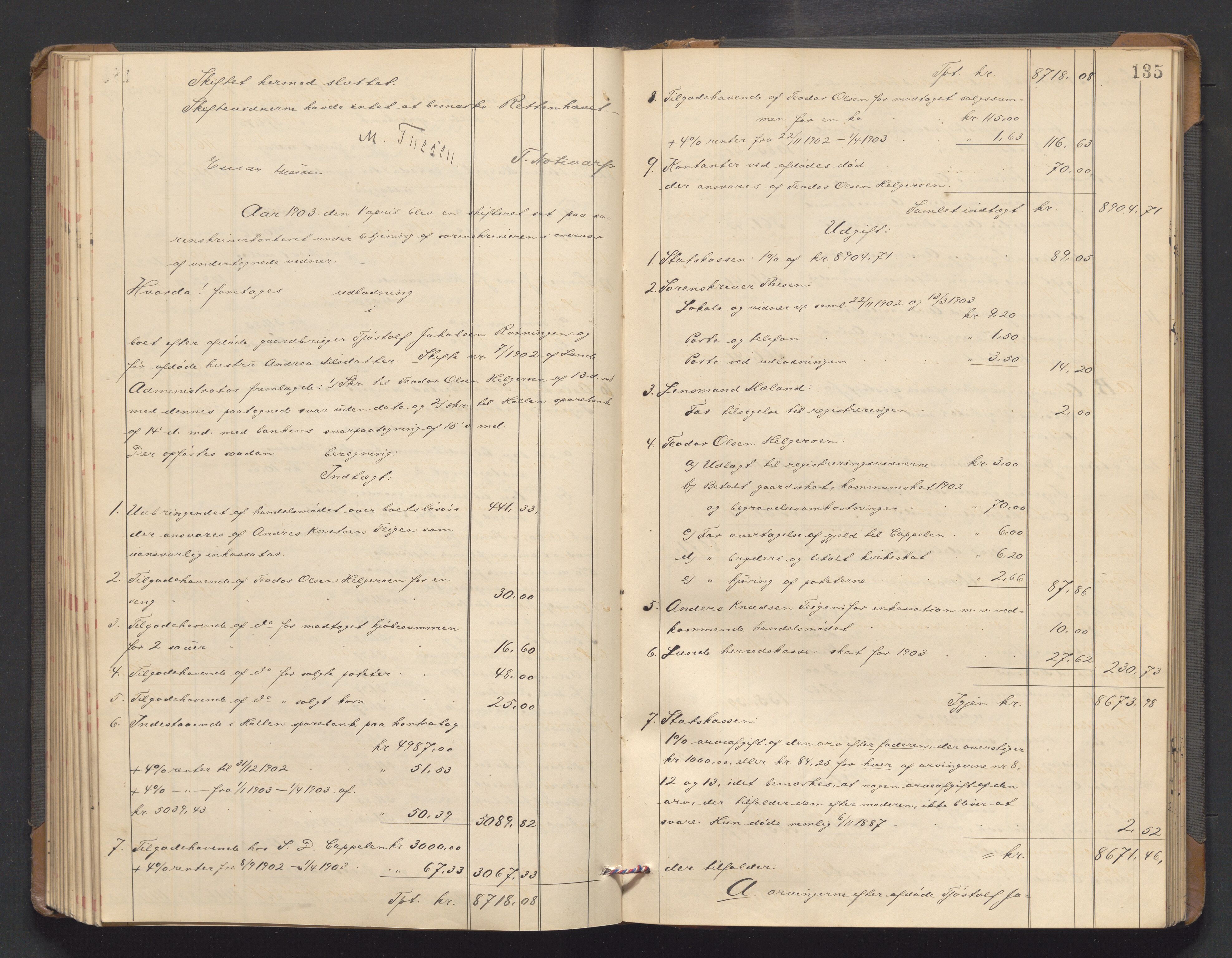 Nedre Telemark sorenskriveri, AV/SAKO-A-135/H/Hb/Hbe/L0005: Skifteutlodningsprotokoll, 1898-1905, s. 134b-135a
