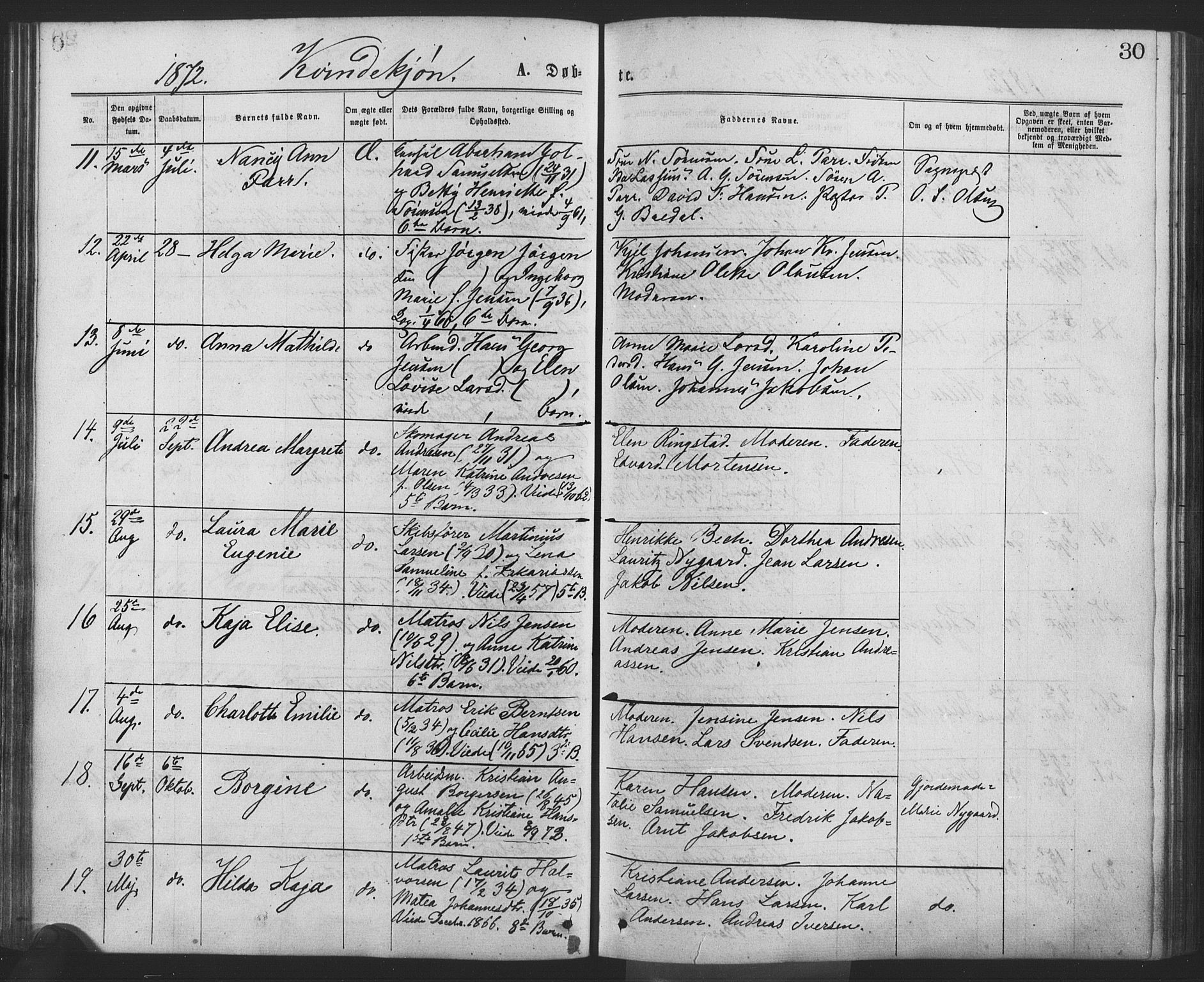 Drøbak prestekontor Kirkebøker, AV/SAO-A-10142a/F/Fa/L0003: Ministerialbok nr. I 3, 1871-1877, s. 30