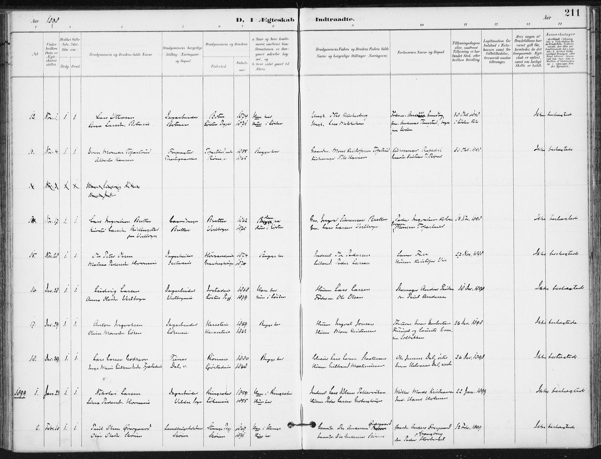 Romedal prestekontor, SAH/PREST-004/K/L0011: Ministerialbok nr. 11, 1896-1912, s. 211