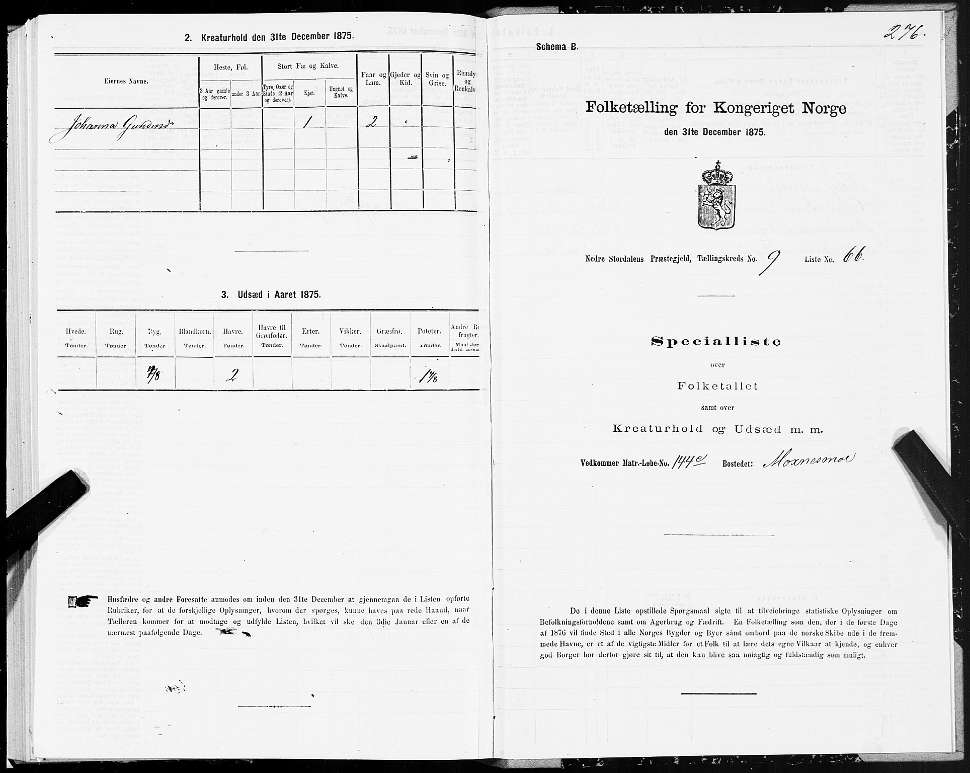 SAT, Folketelling 1875 for 1714P Nedre Stjørdal prestegjeld, 1875, s. 4276