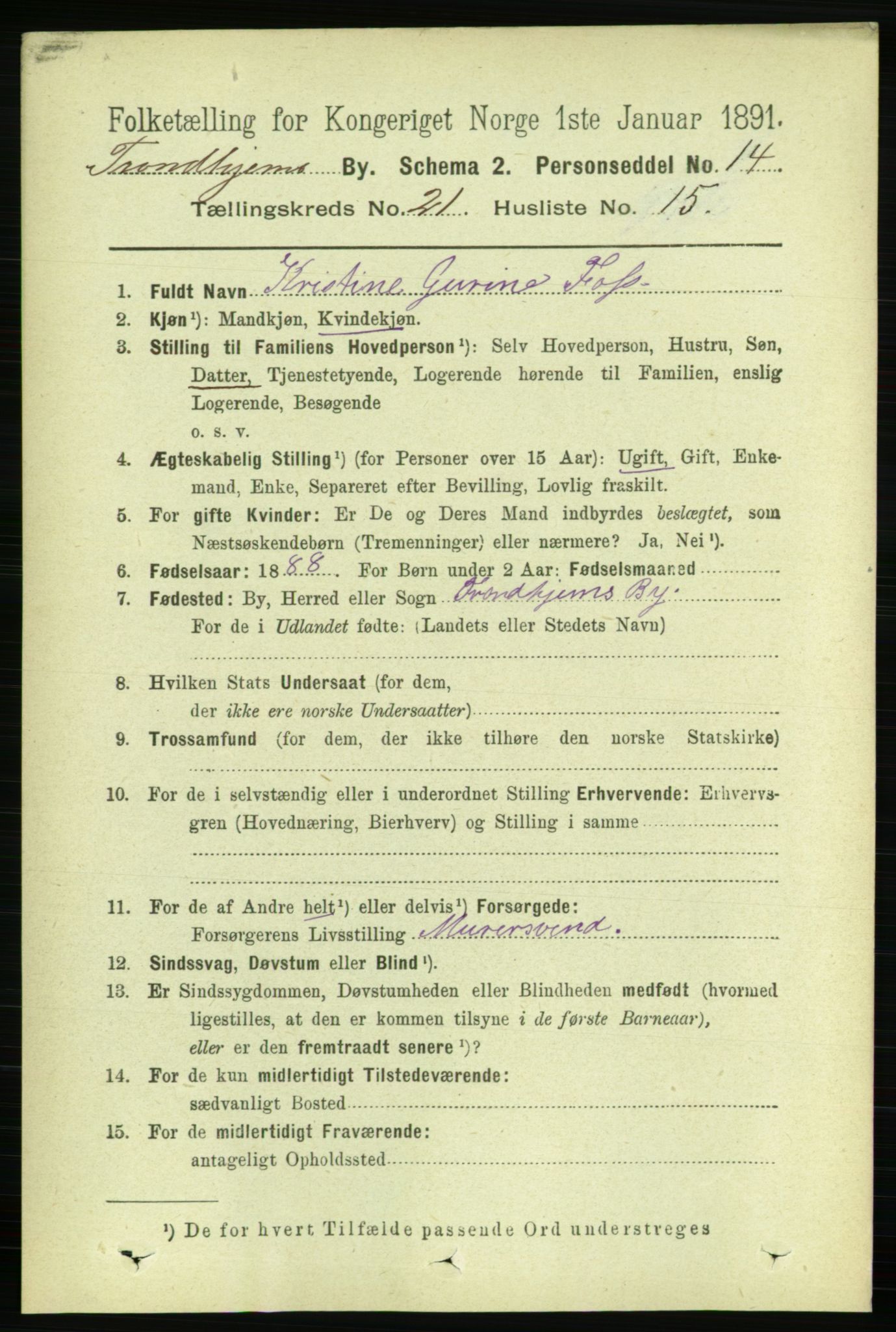 RA, Folketelling 1891 for 1601 Trondheim kjøpstad, 1891, s. 16082